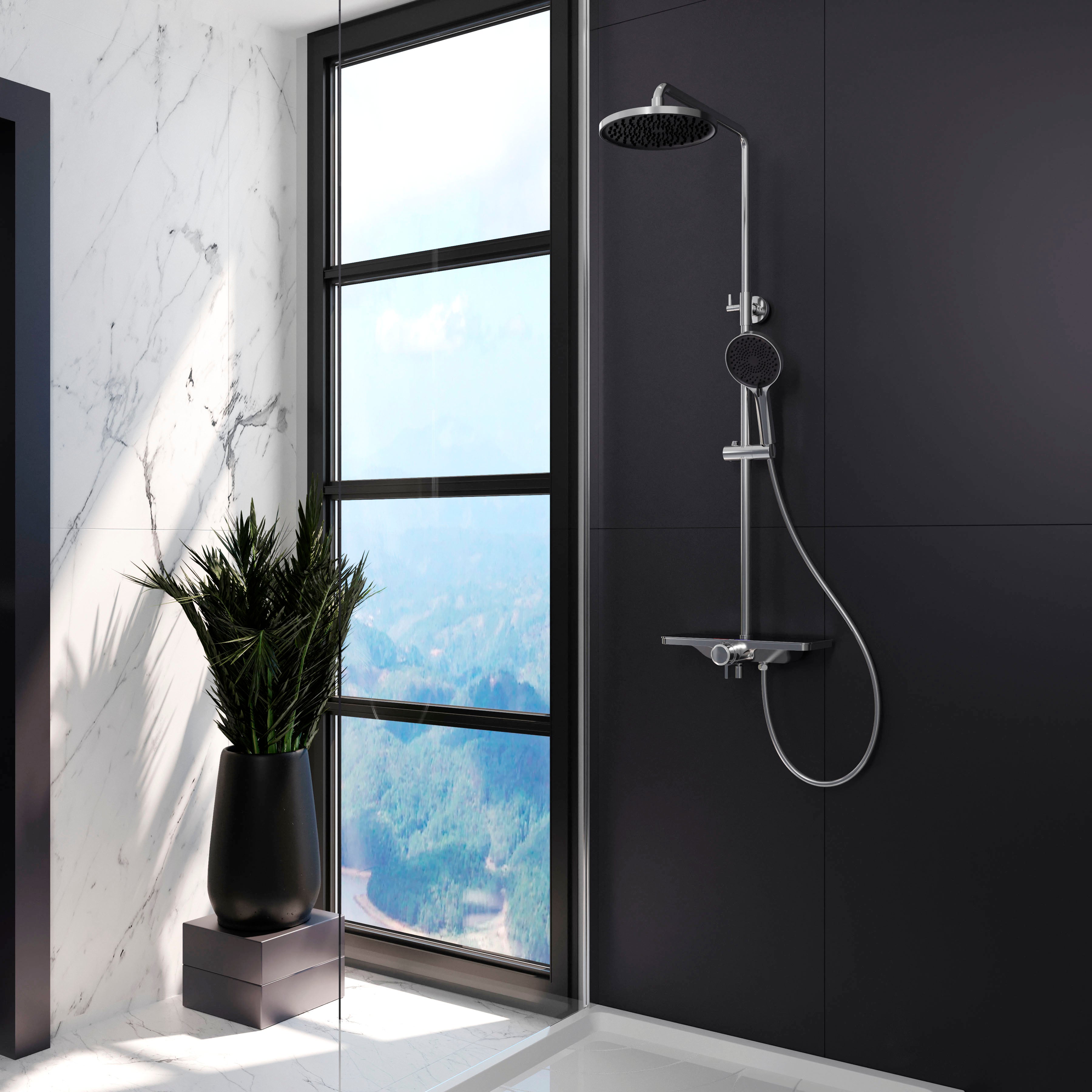 Trend New shower system with thermostat, Chrome