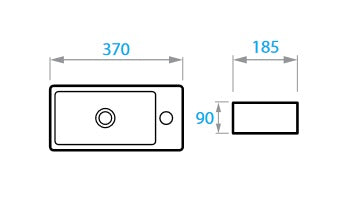 Kvadro umyvadlo 370*185 R (pravé)