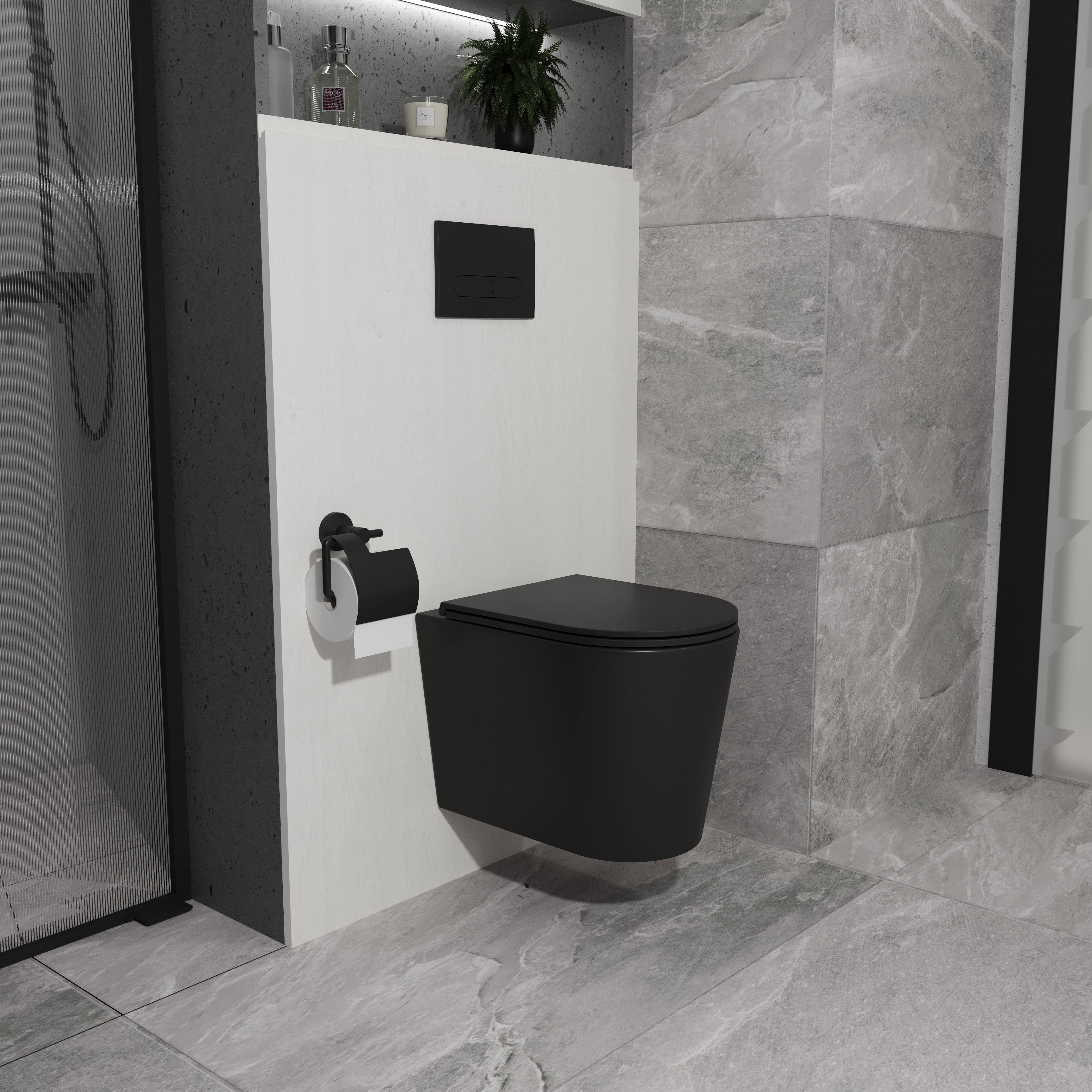 Orion wall-hung toilet with Soft-close seat, matte black