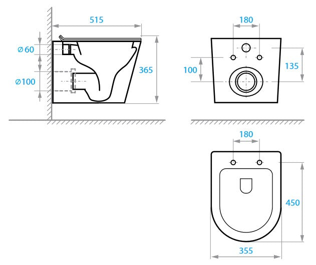Grace závěsné WC se sedátkem Soft-close (splachování Tornado 3)