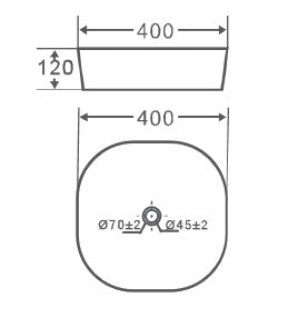 Orion Black Line umyvadlo 400x400x120mm