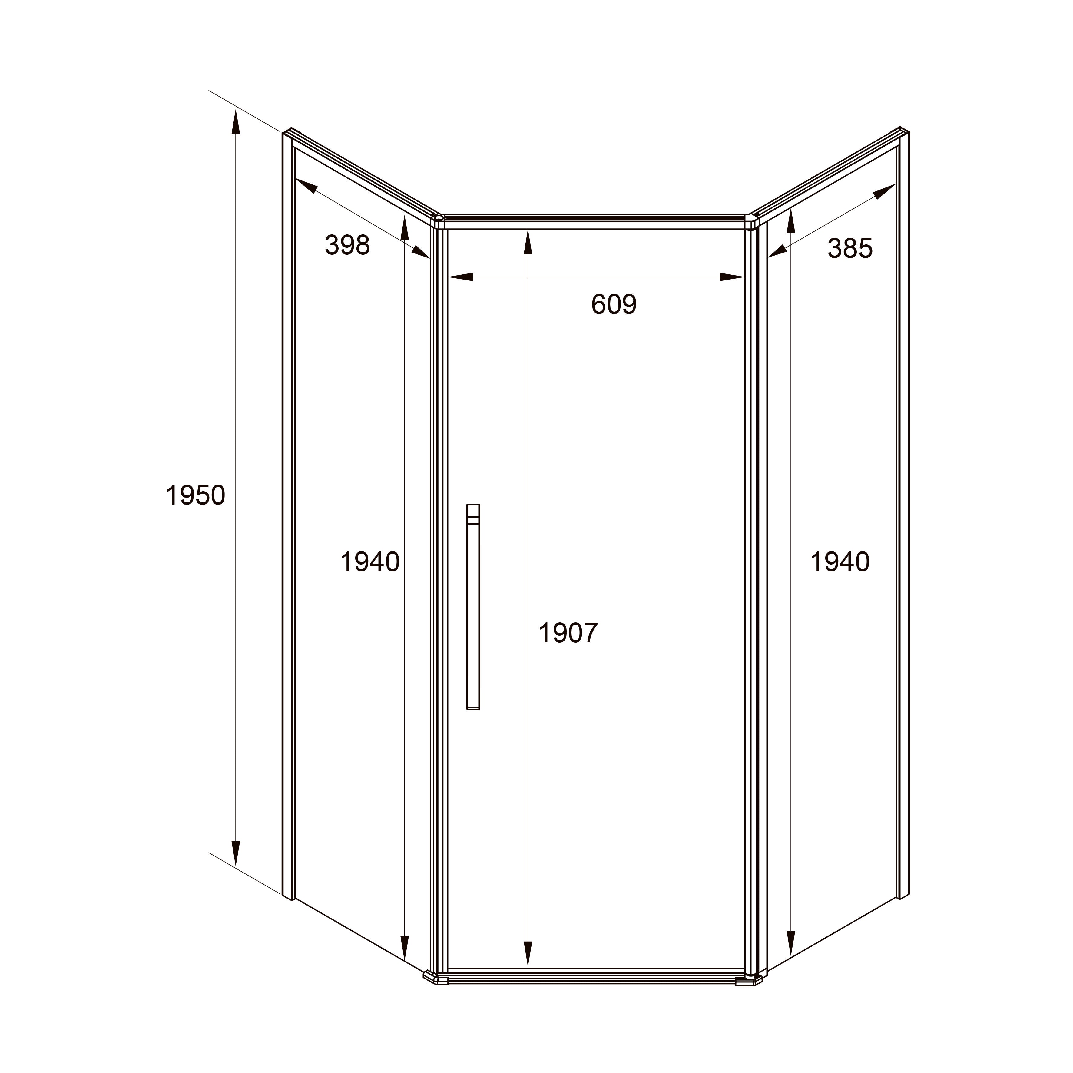 KS90PAC Sprchový kout pětiúhelníkový Kvadro Star Chrome 900x900x1950 sklo 6mm clear (otevírací dveře)