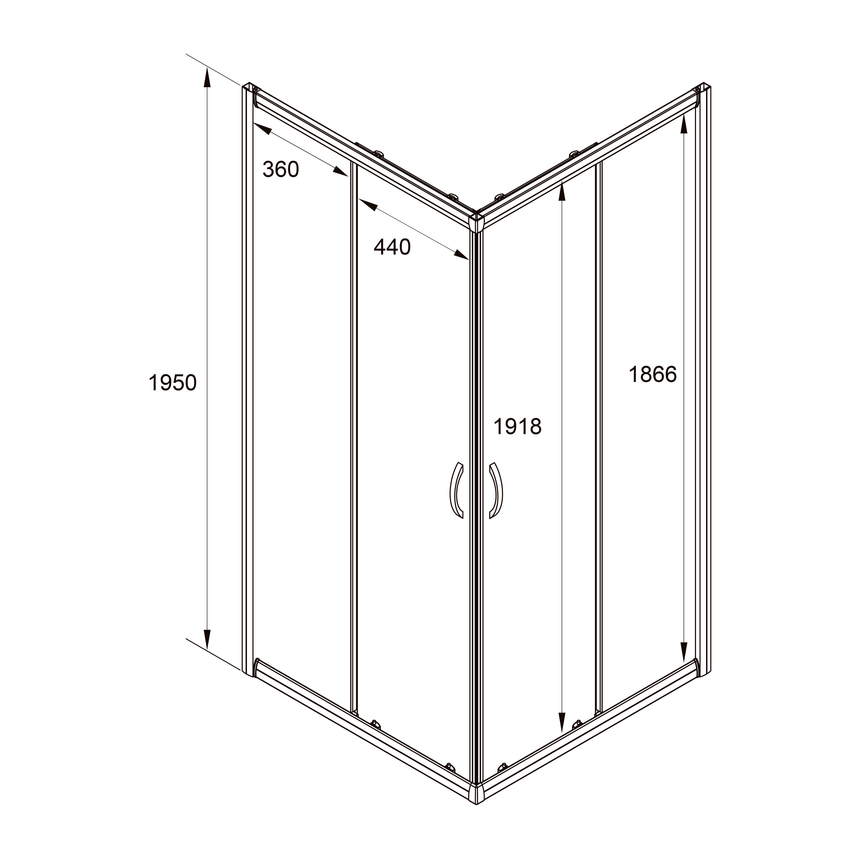 GP90BGR Cabina de ducha Grace Pro cuadrada 900×900×1950 mm, cristal gris 6 mm, puertas correderas, negro mate