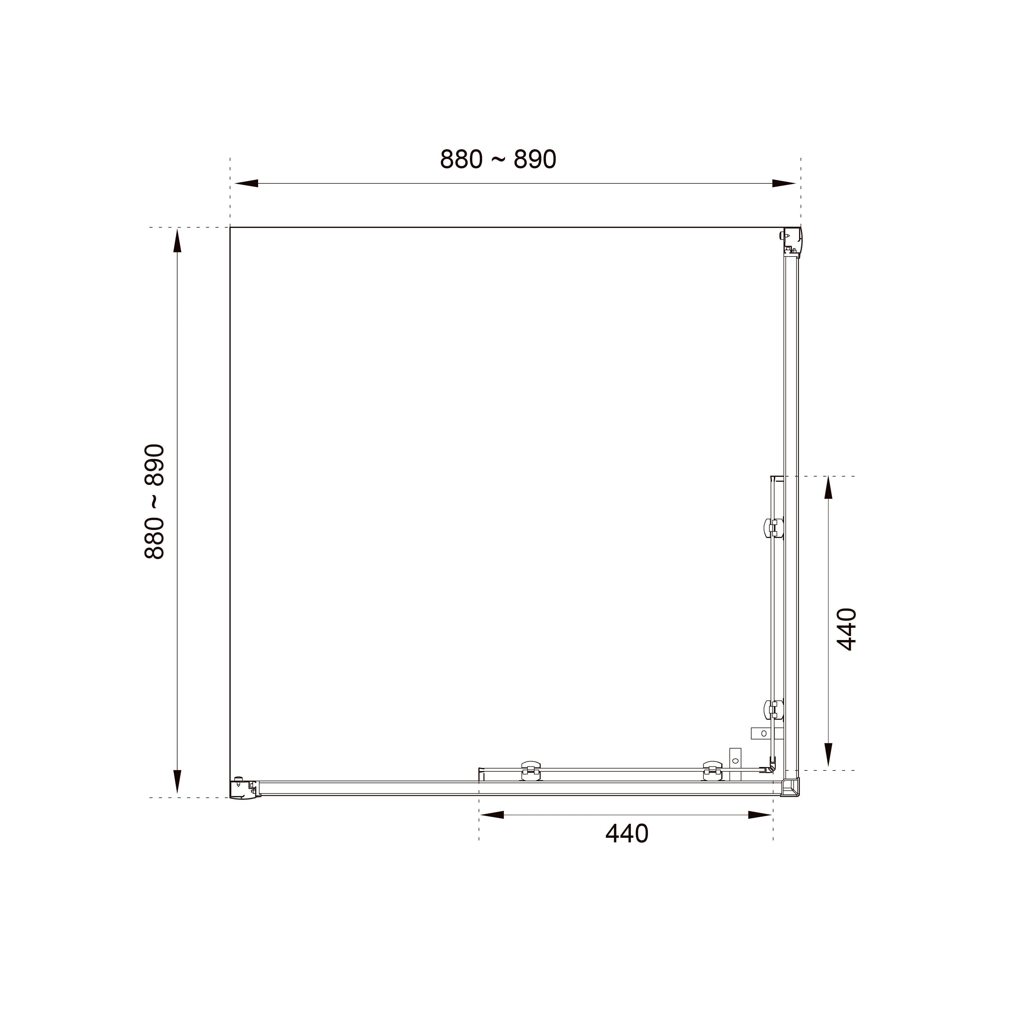 GP90BGR Cabina de ducha Grace Pro cuadrada 900×900×1950 mm, cristal gris 6 mm, puertas correderas, negro mate