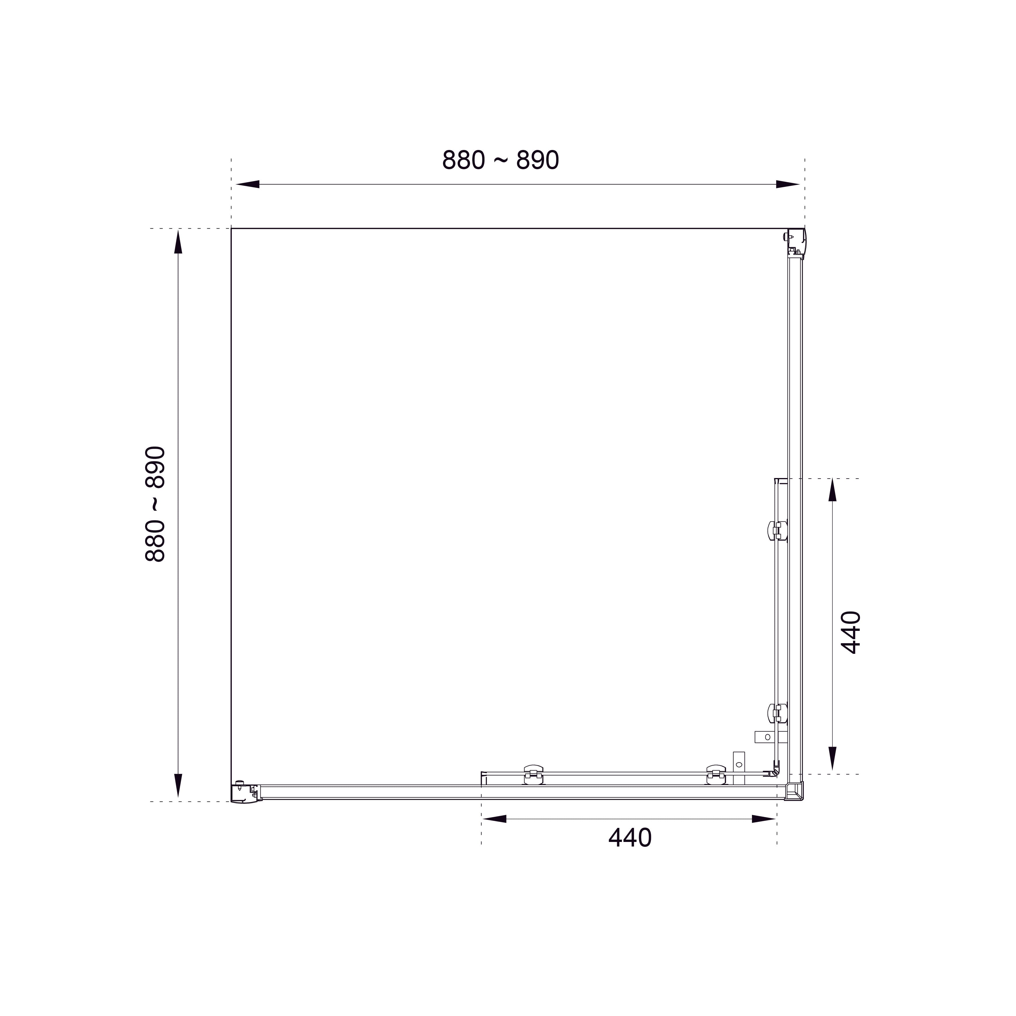 GP90BGR Душова кабіна квадратна GRACE PRO Black matt 900x900x1950 скло 6мм GREY (двері розсувні)