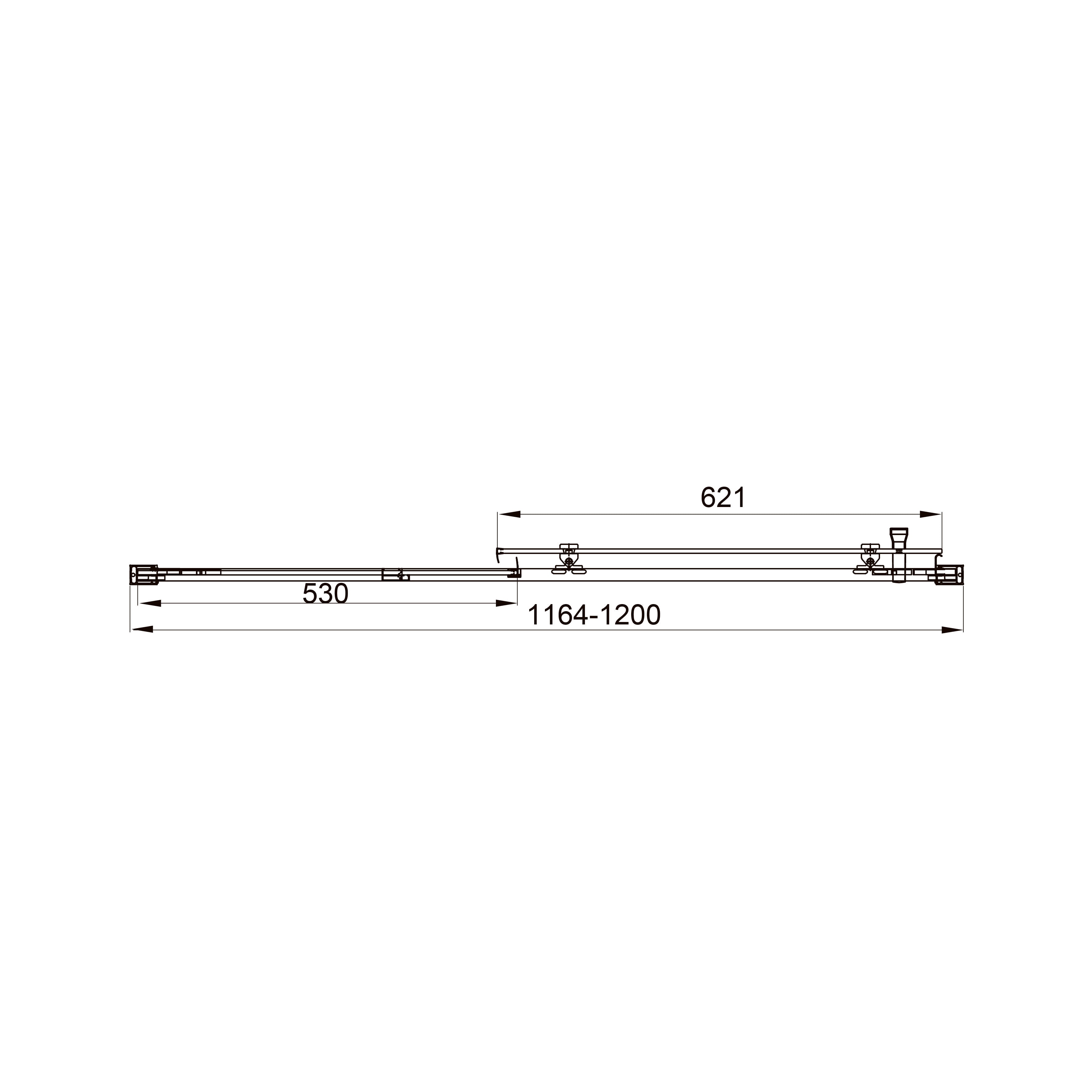 Line Pro sliding shower doors, two-piece, 1200mm, chrome, 6mm clear glass