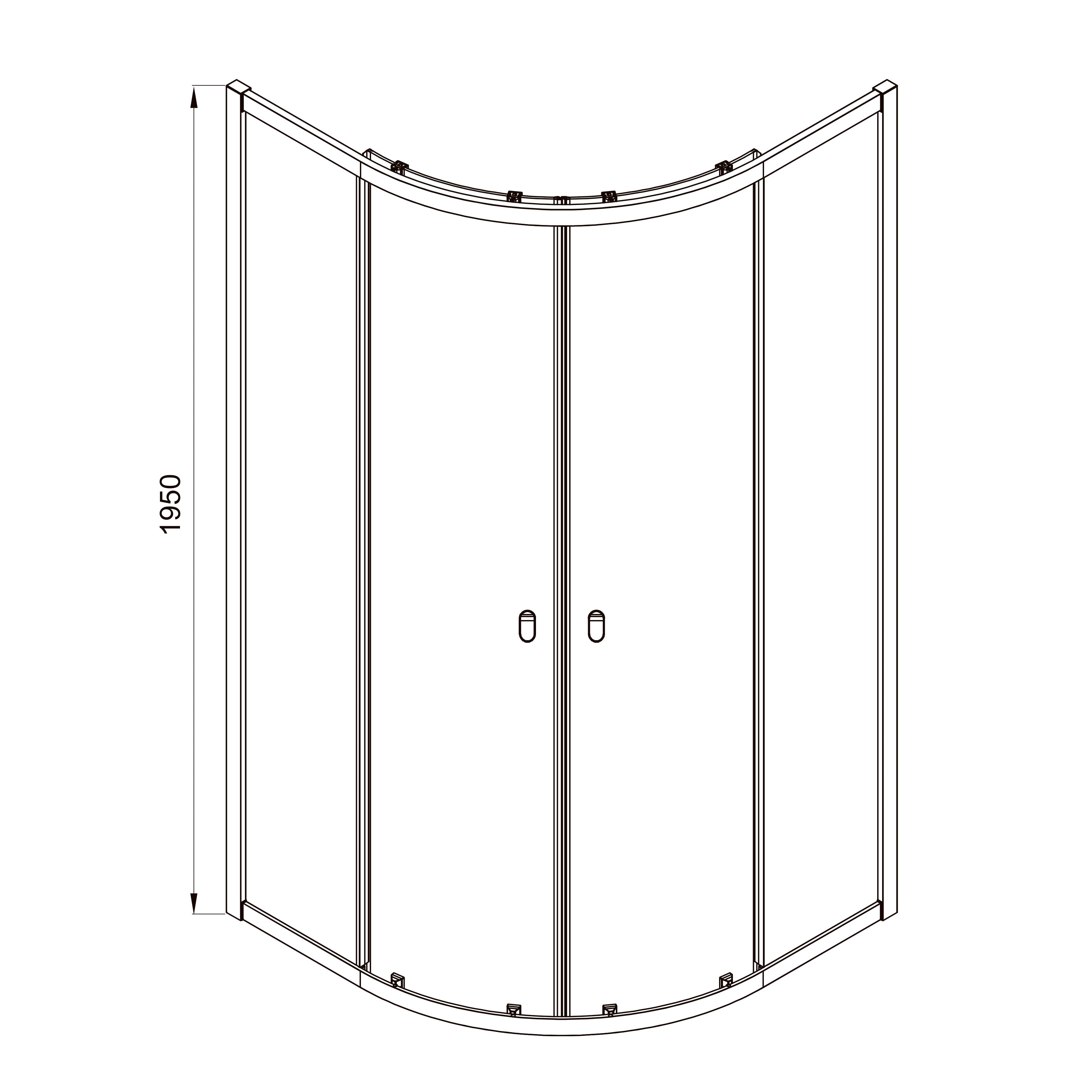 Line ARC sliding shower enclosure, quadrant, 900x900mm, black matt, 6mm grape glass