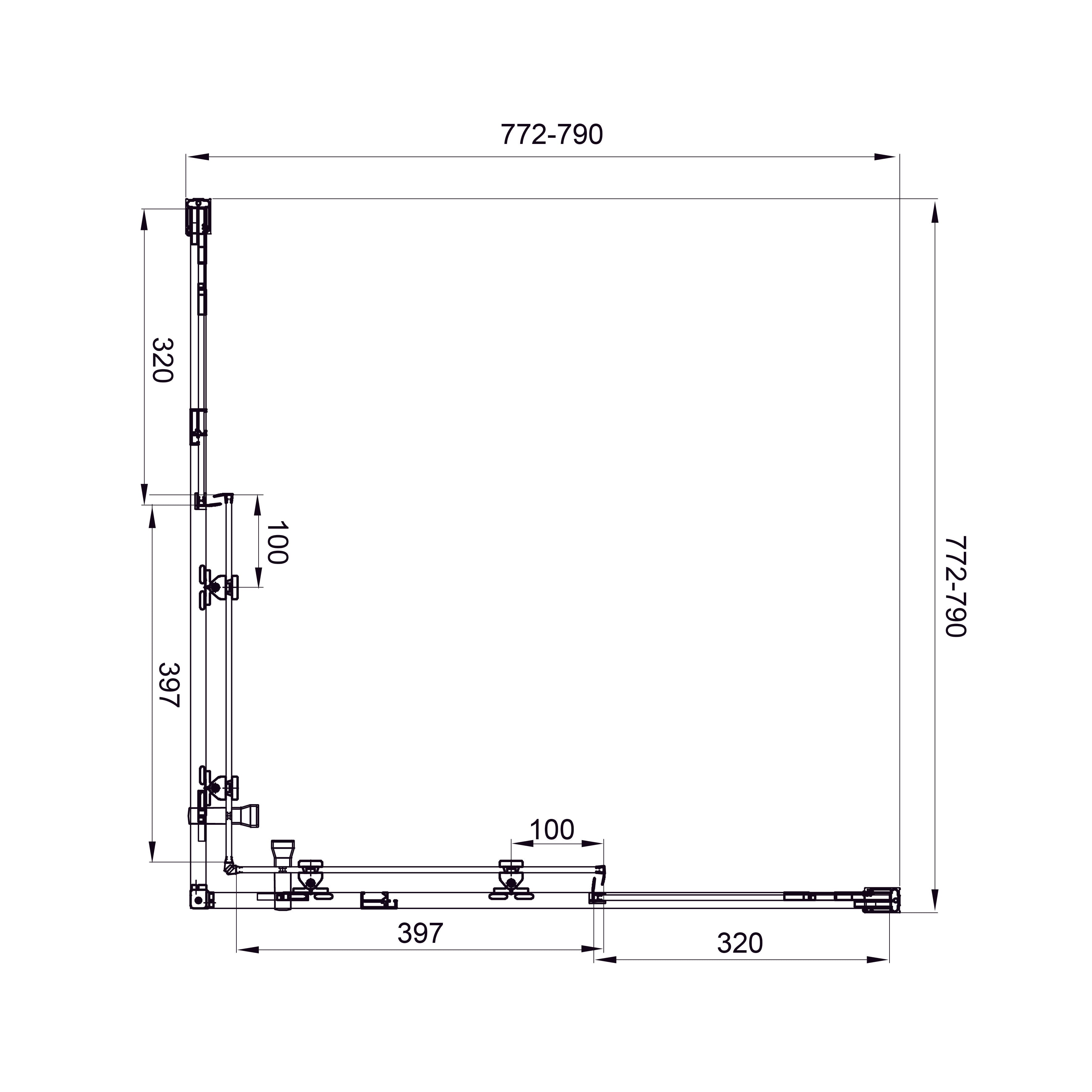Line Cube Cabina de ducha cuadrada corredera 800×800 mm, cromo, cristal clear de 6 mm