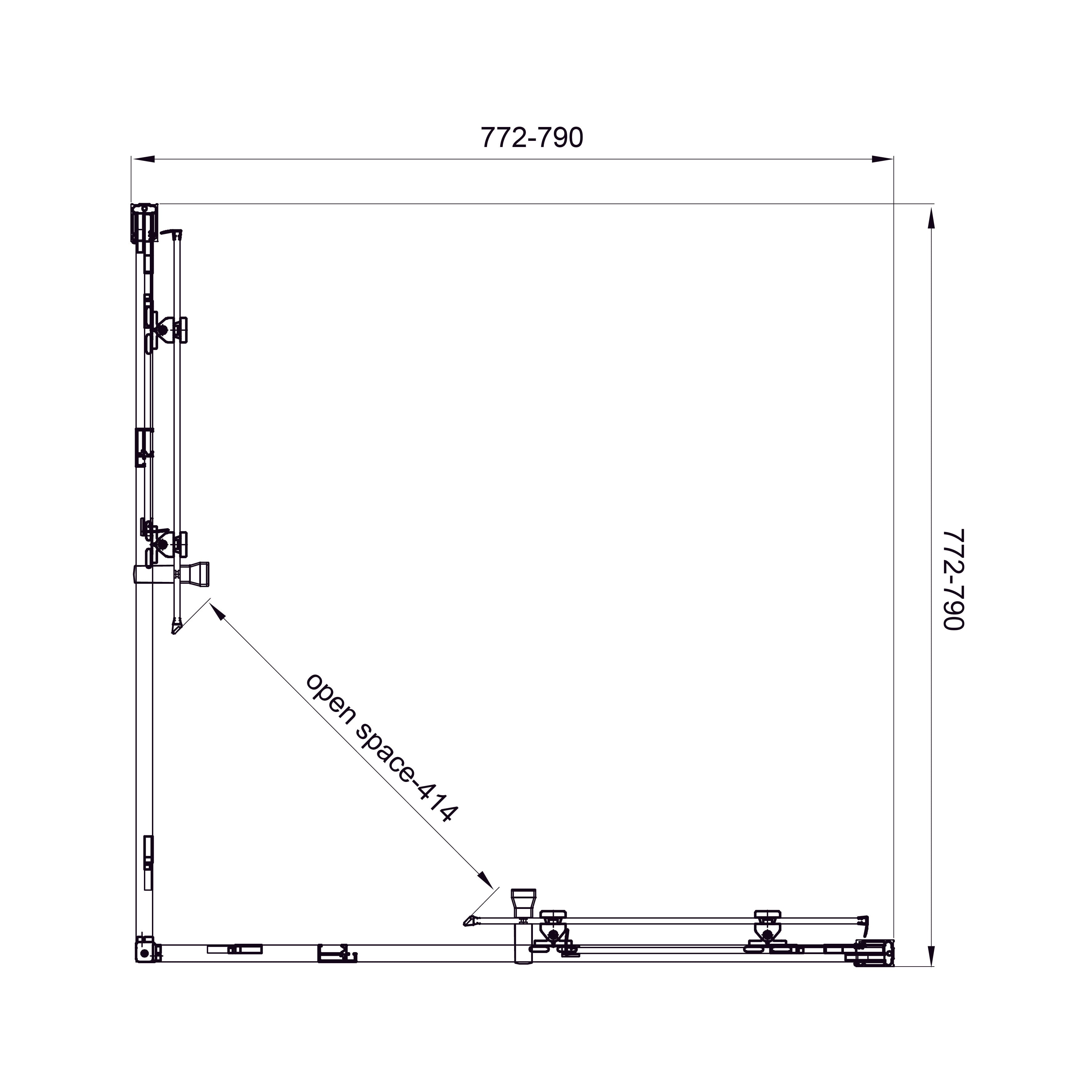 Line Cube Cabina de ducha cuadrada corredera 800×800 mm, cromo, cristal clear de 6 mm