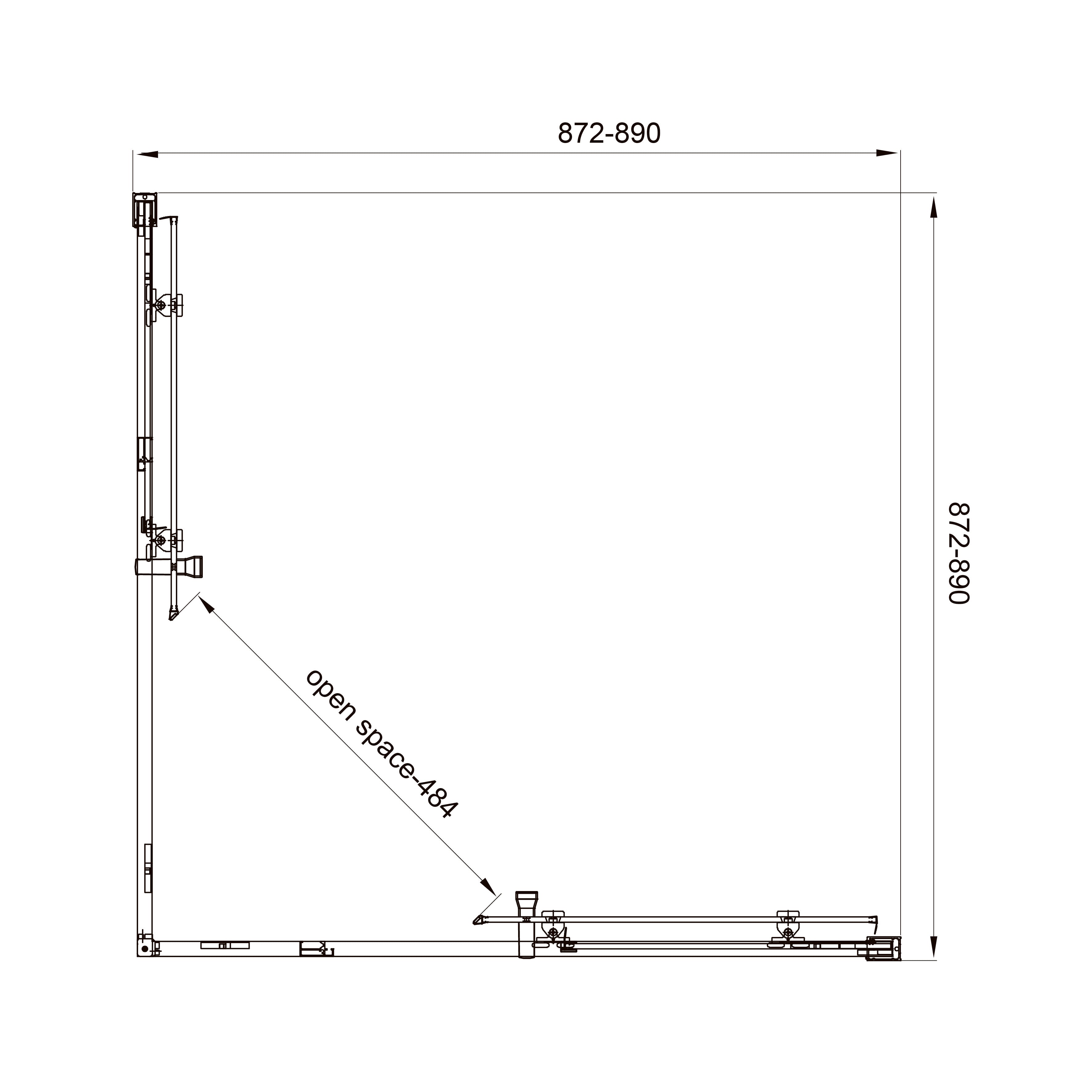 Line Cube Schiebetürduschkabine quadratisch 900x900mm, Mattschwarz, Glas 6mm Grape