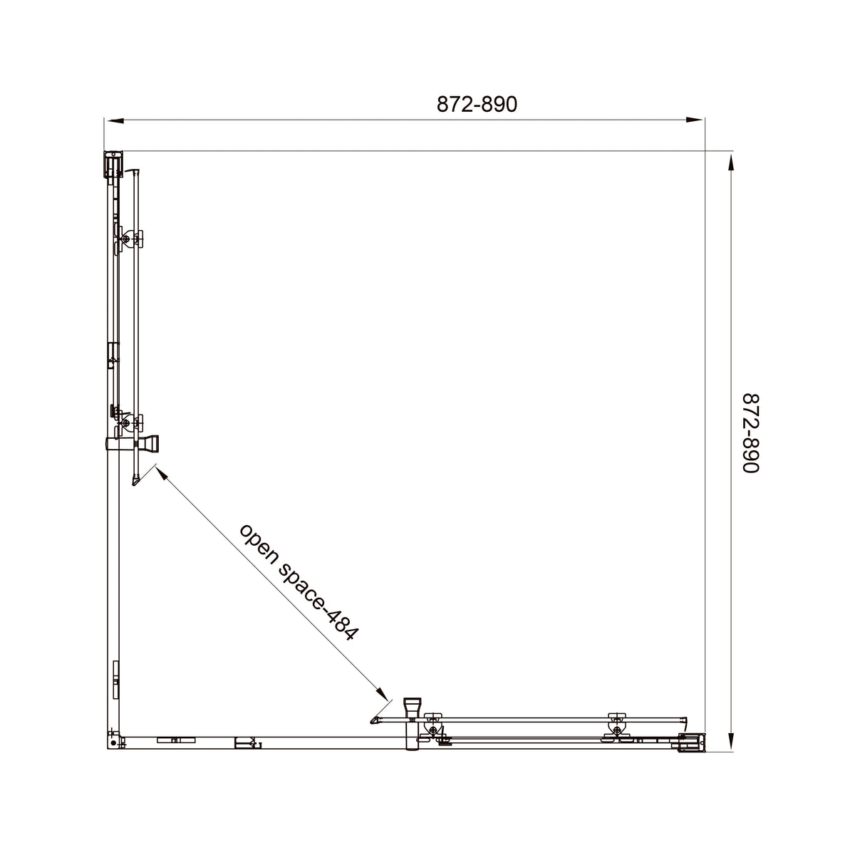 Line Cube Cabina de ducha cuadrada corredera 900×900 mm, negro mate, cristal clear de 6 mm