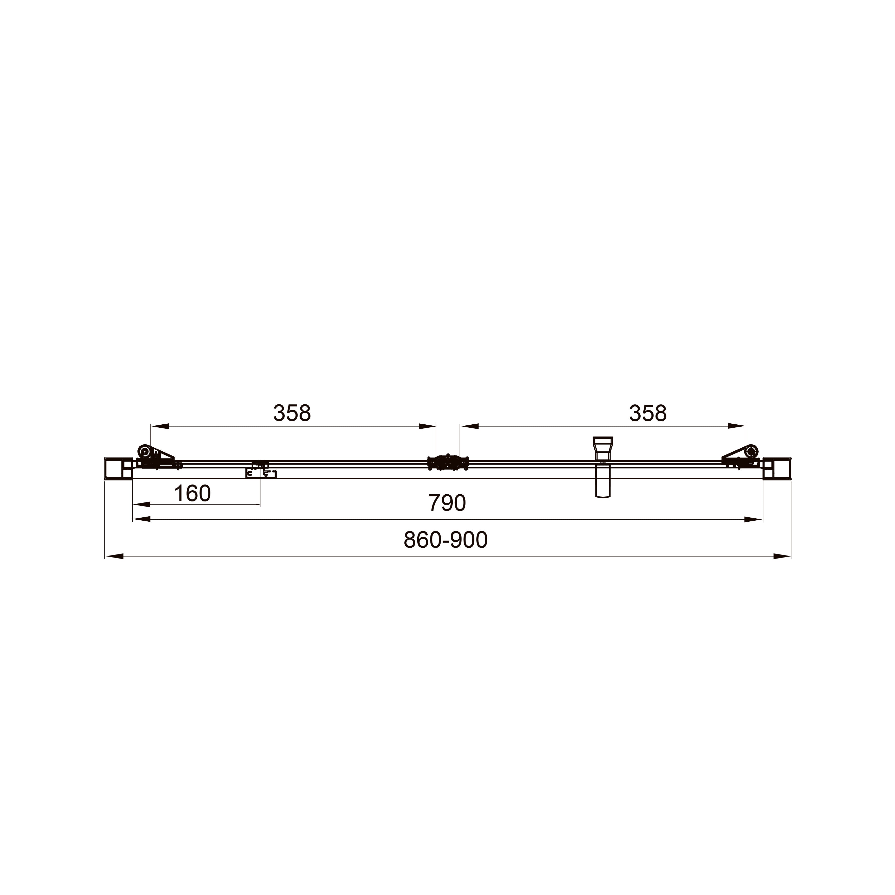 Line Pro two-piece shower doors, 900mm, chrome, 6mm clear glass