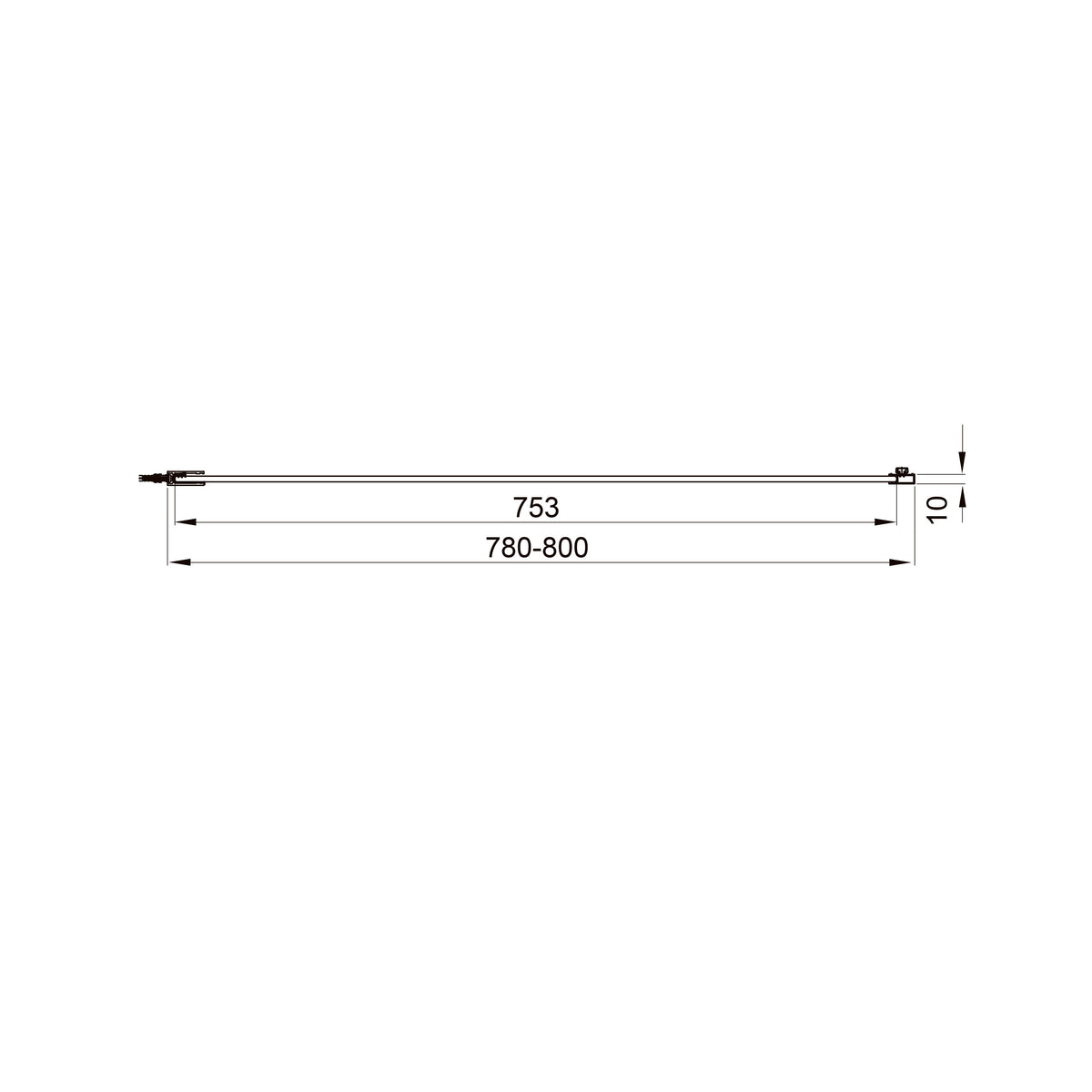 Line Pro Fixed side panel, 800mm, black matt, 6mm clear glass