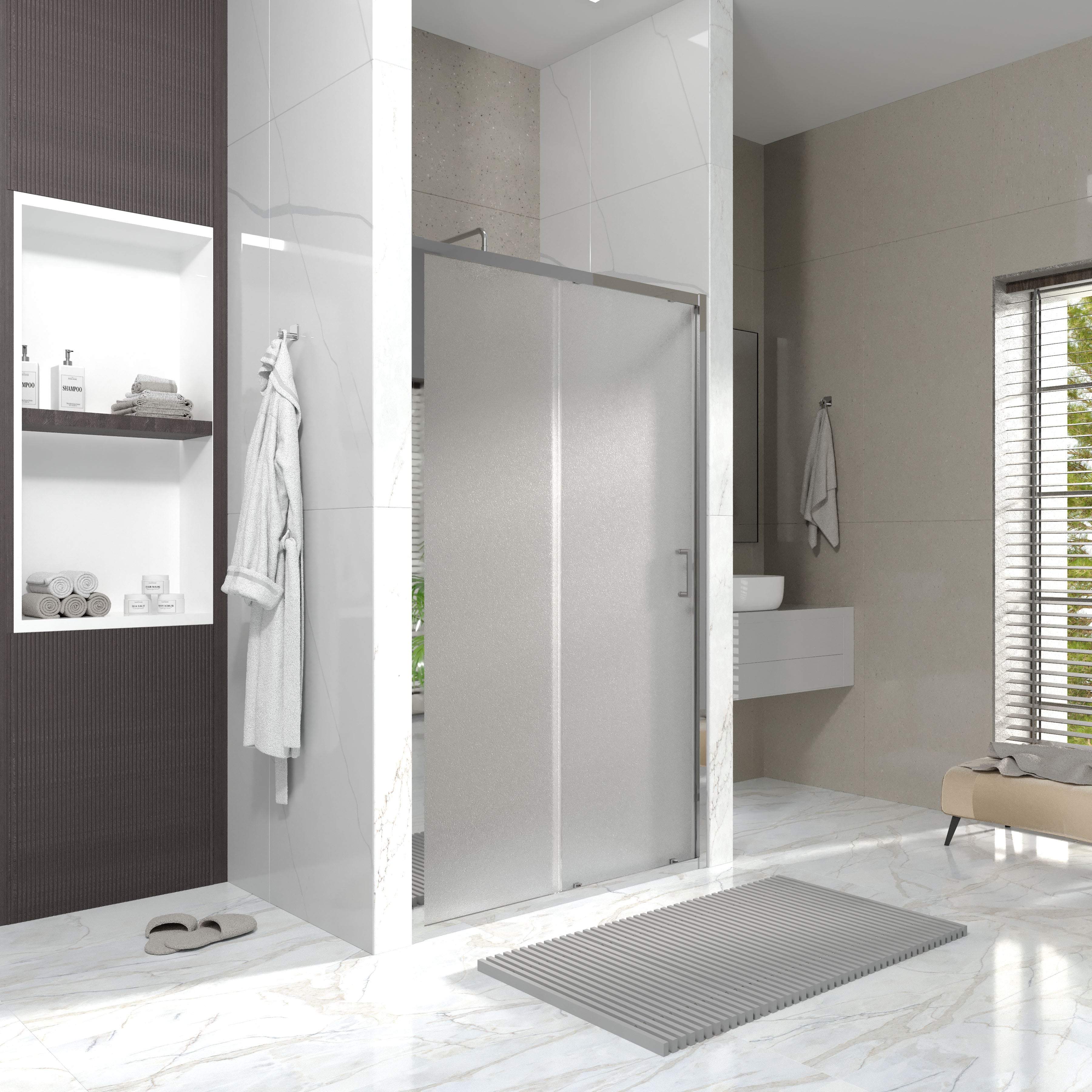 Line Pro sliding shower doors, two-piece, 1200mm, chrome, 6mm grape glass