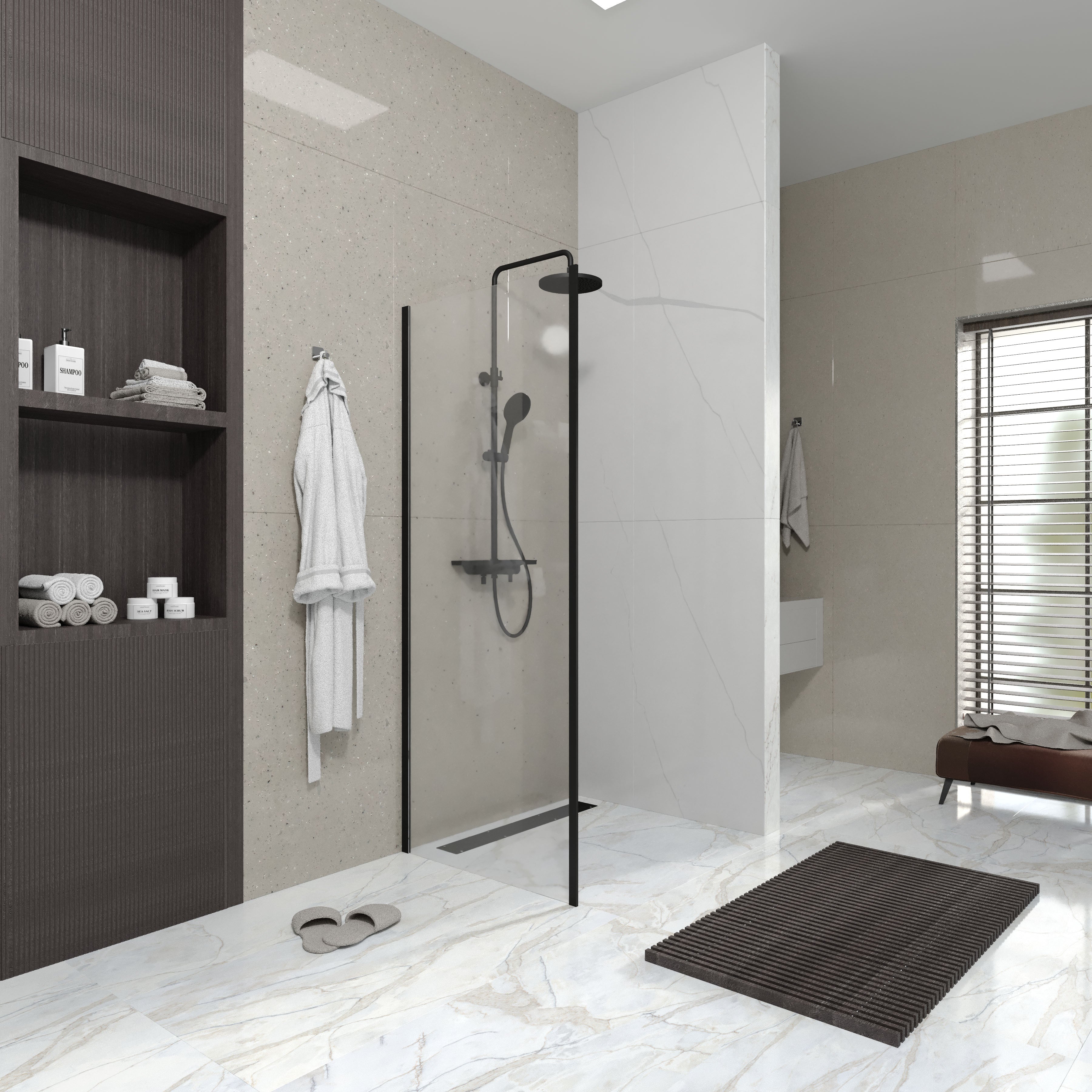 Бічна панель Line Pro 800мм, black matt, скло 6мм прозоре