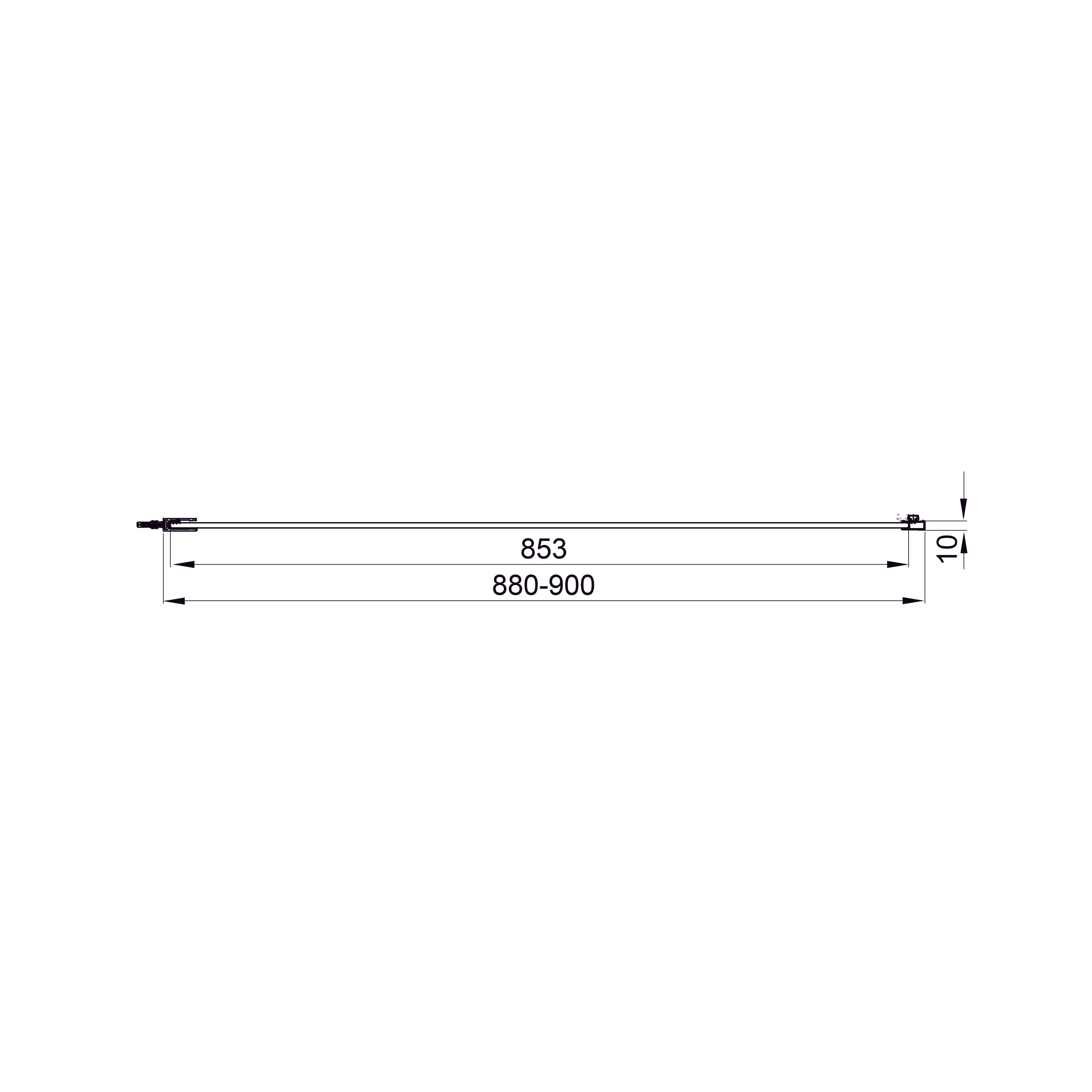 Line Pro Fixed side panel, 900mm, black matt, 6mm clear glass