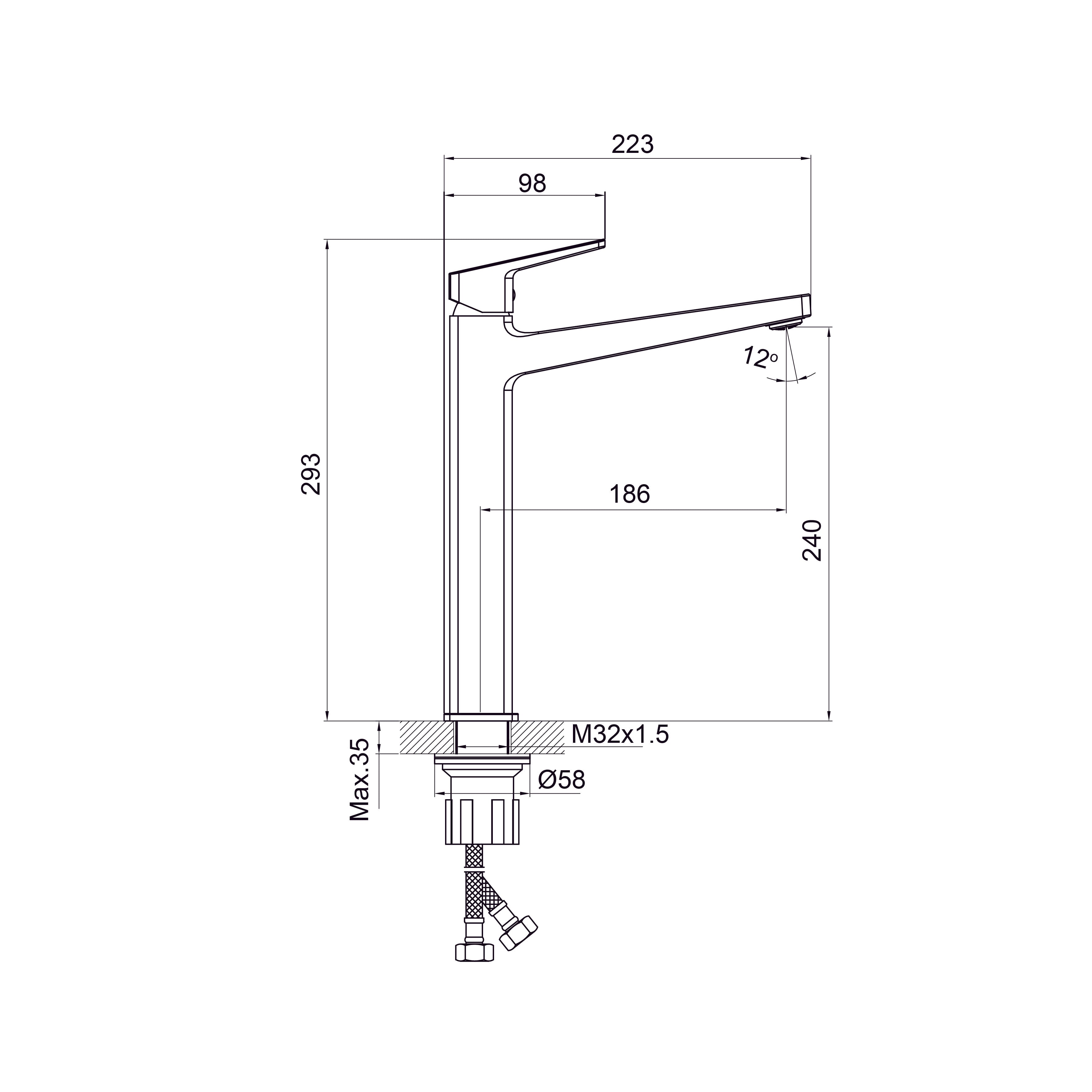 Cube XL umyvadlová baterie, matně černá