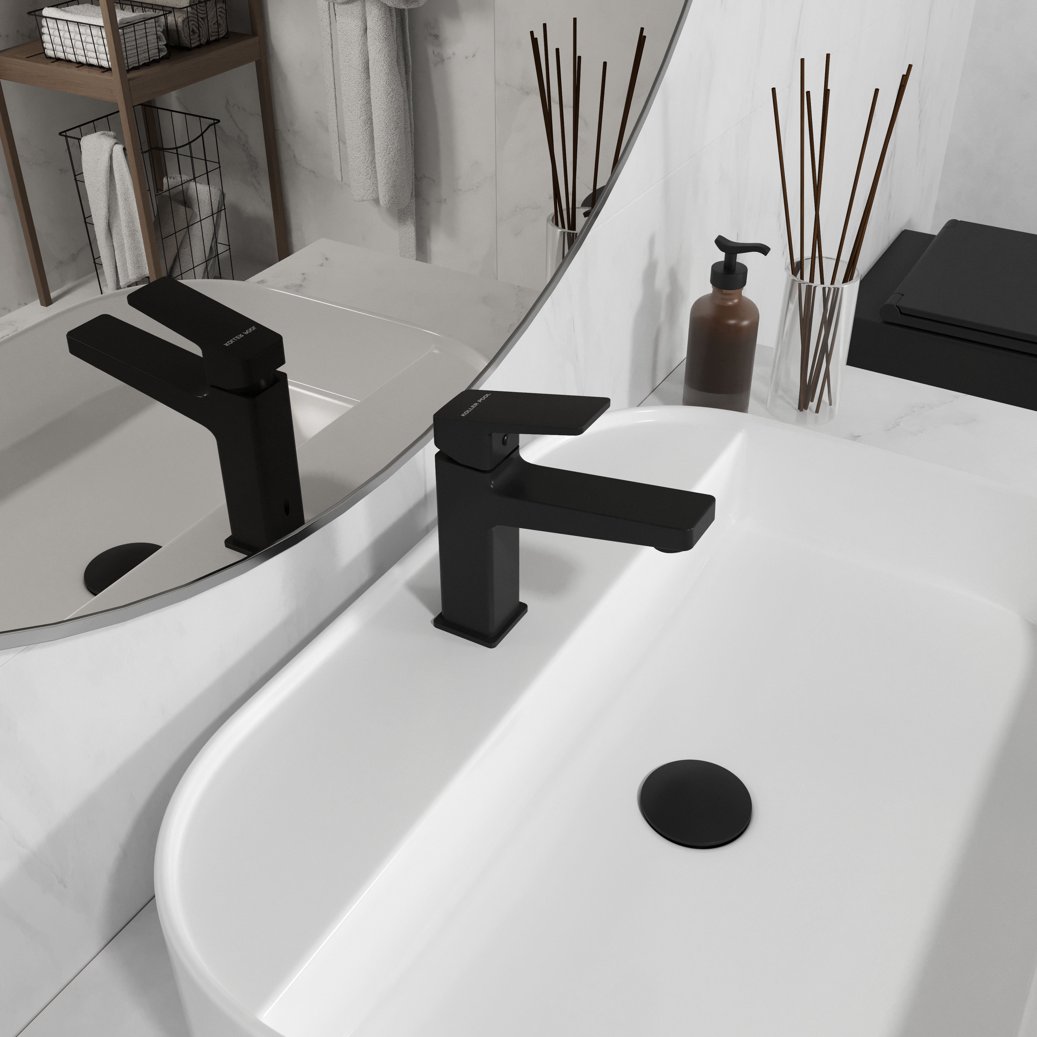 Cube Grifo para lavabo, negro mate