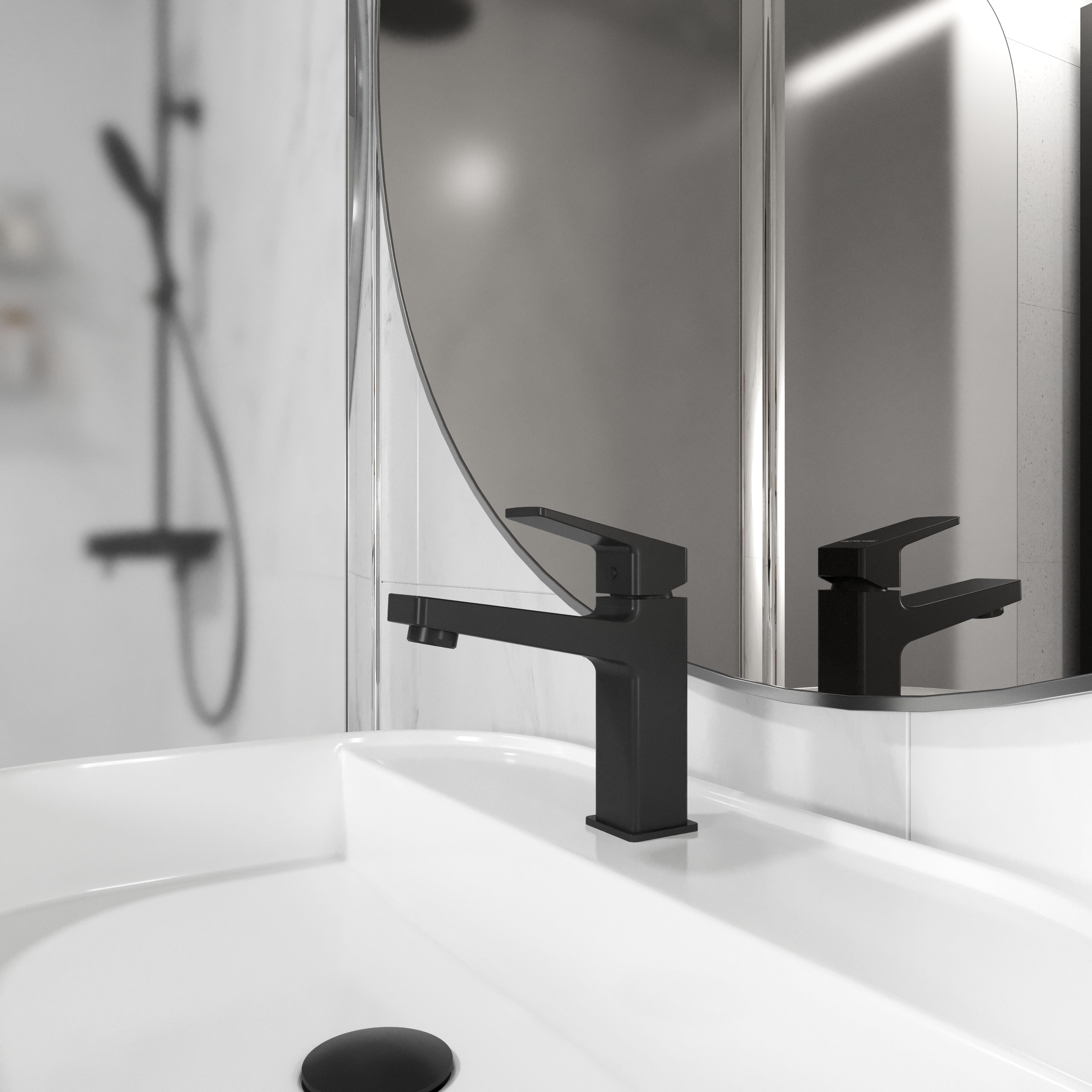Cube Grifo para lavabo, negro mate
