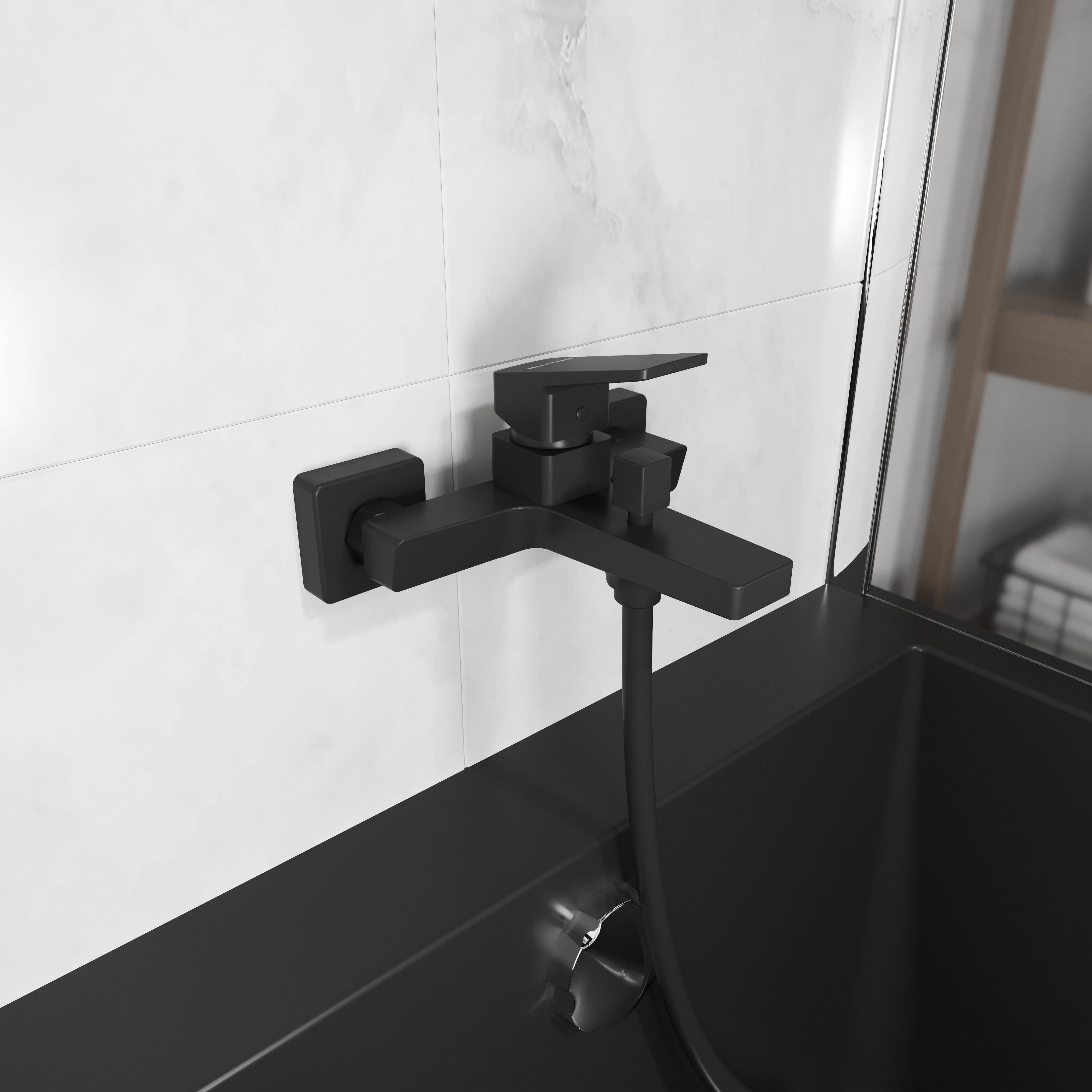 Cube Badewannenarmatur Mattschwarz