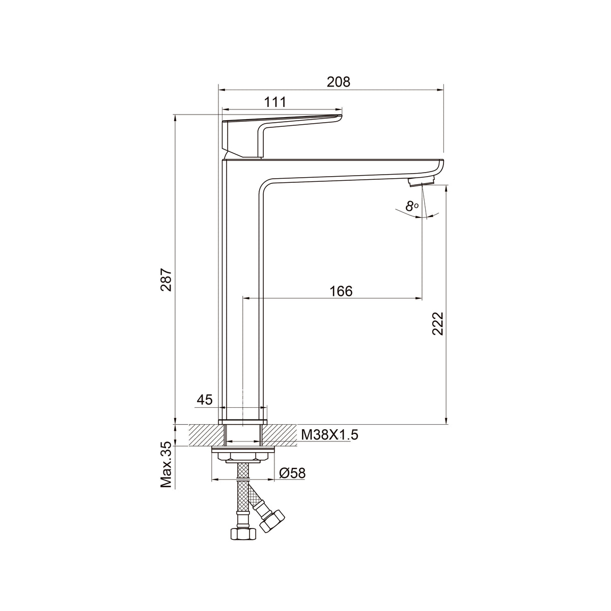 Integro Pro XL Grifo alto para lavabo