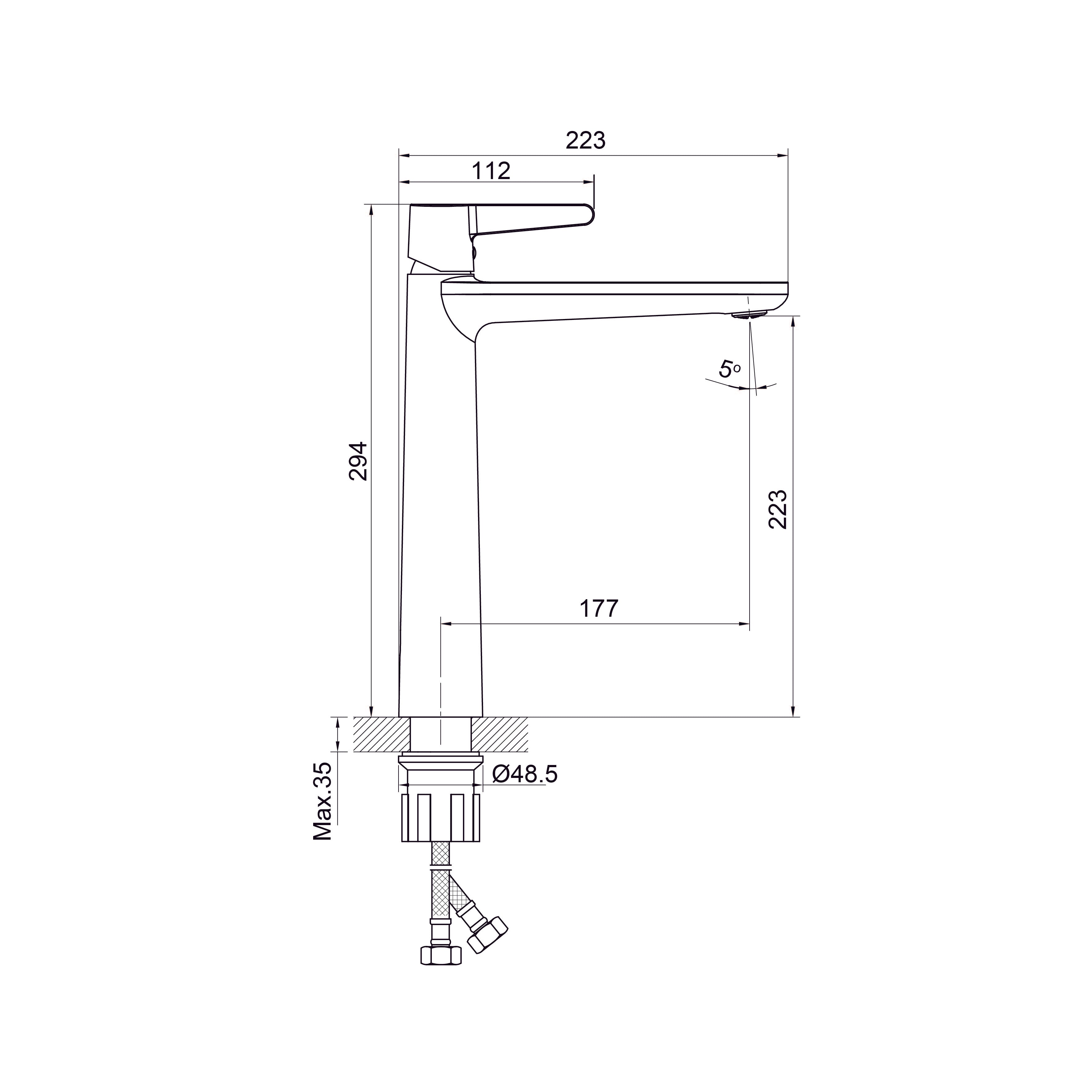 Dakota XL змішувач для умивальника, Black Matt