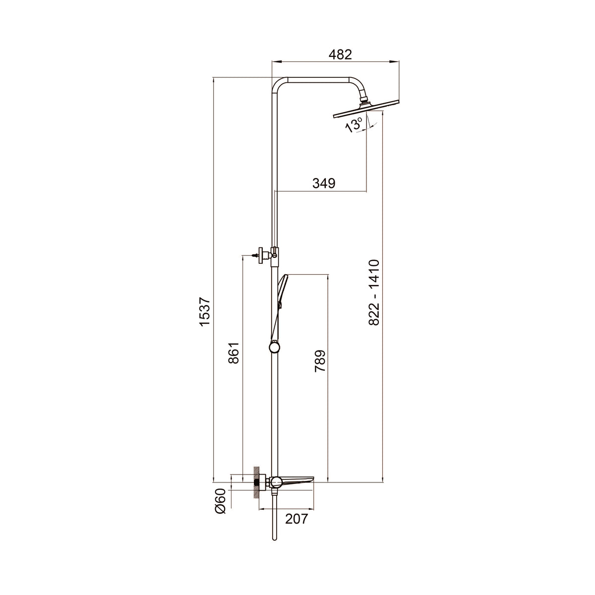 Dakota shower system for bath/shower