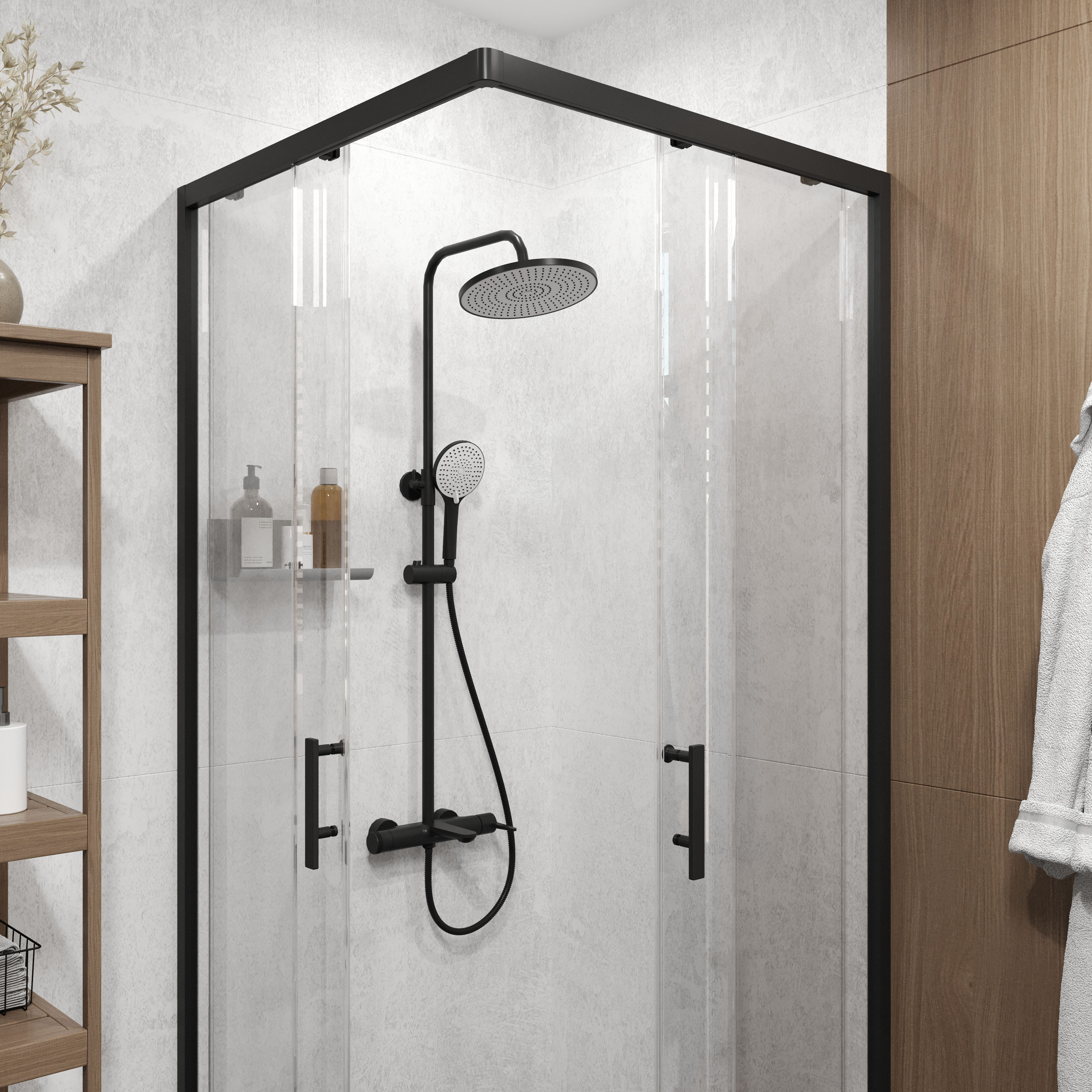Dakota shower system for bath/shower, matt black