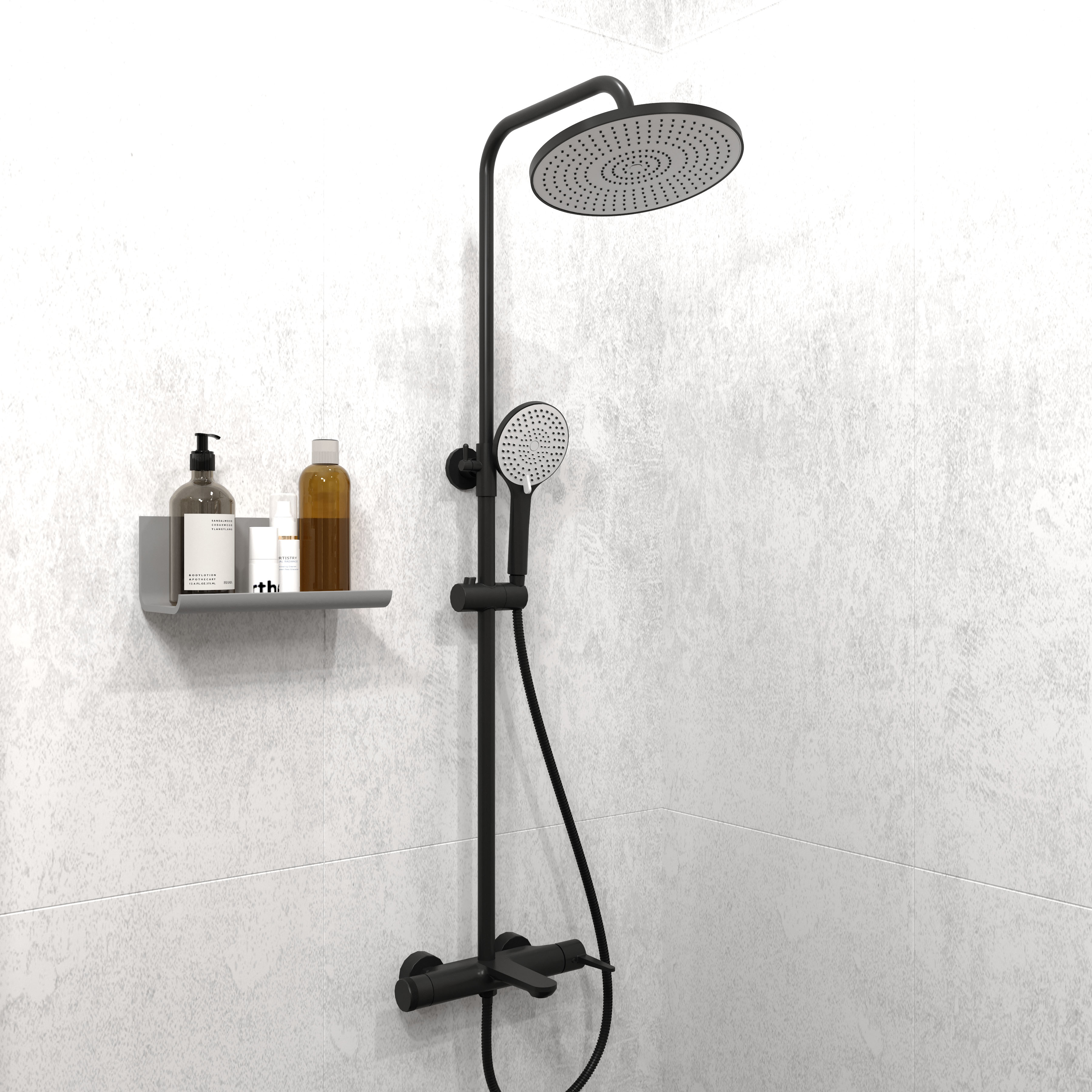 Dakota shower system for bath/shower, matt black