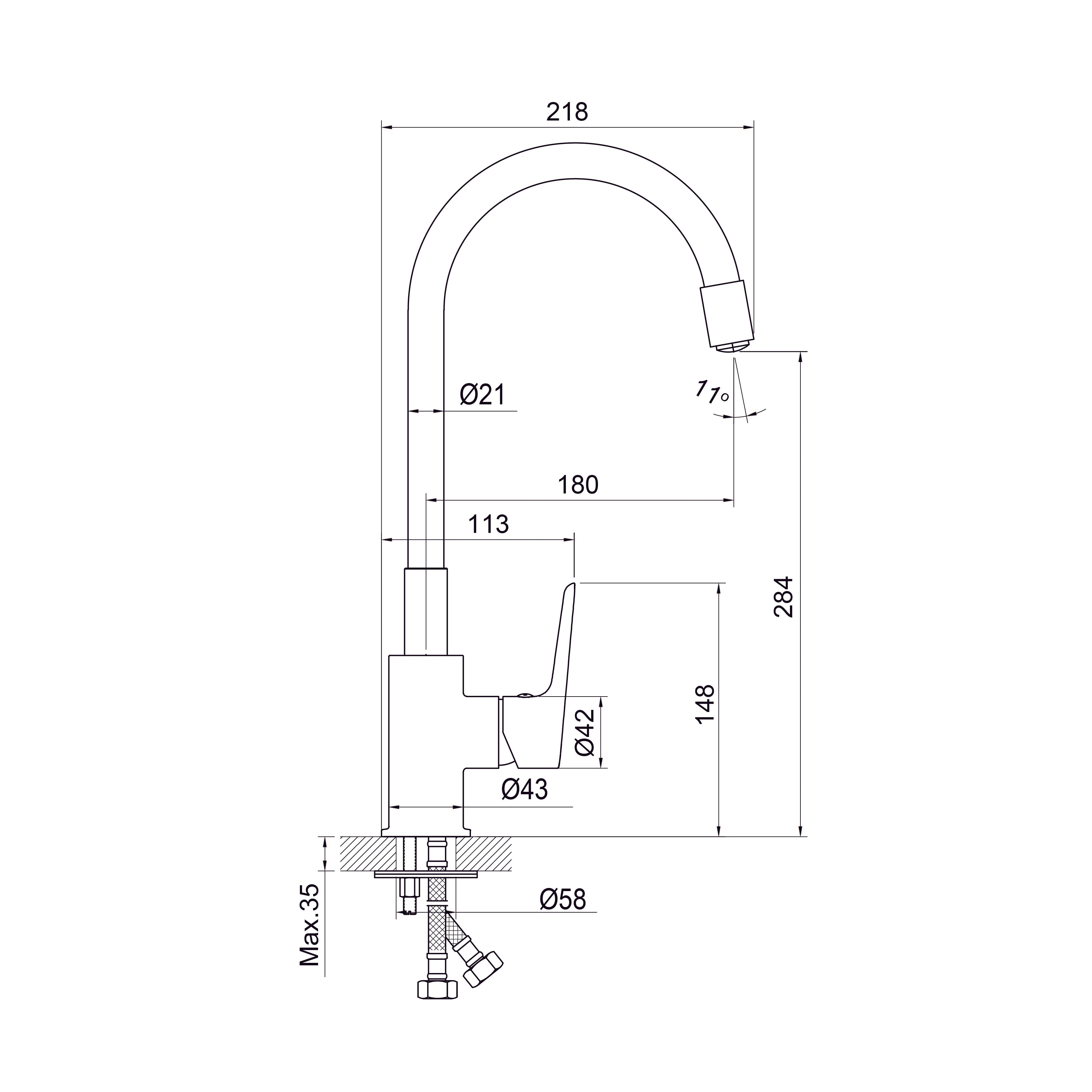 Kitchen Light bateria kuchenna, chrom-czarny