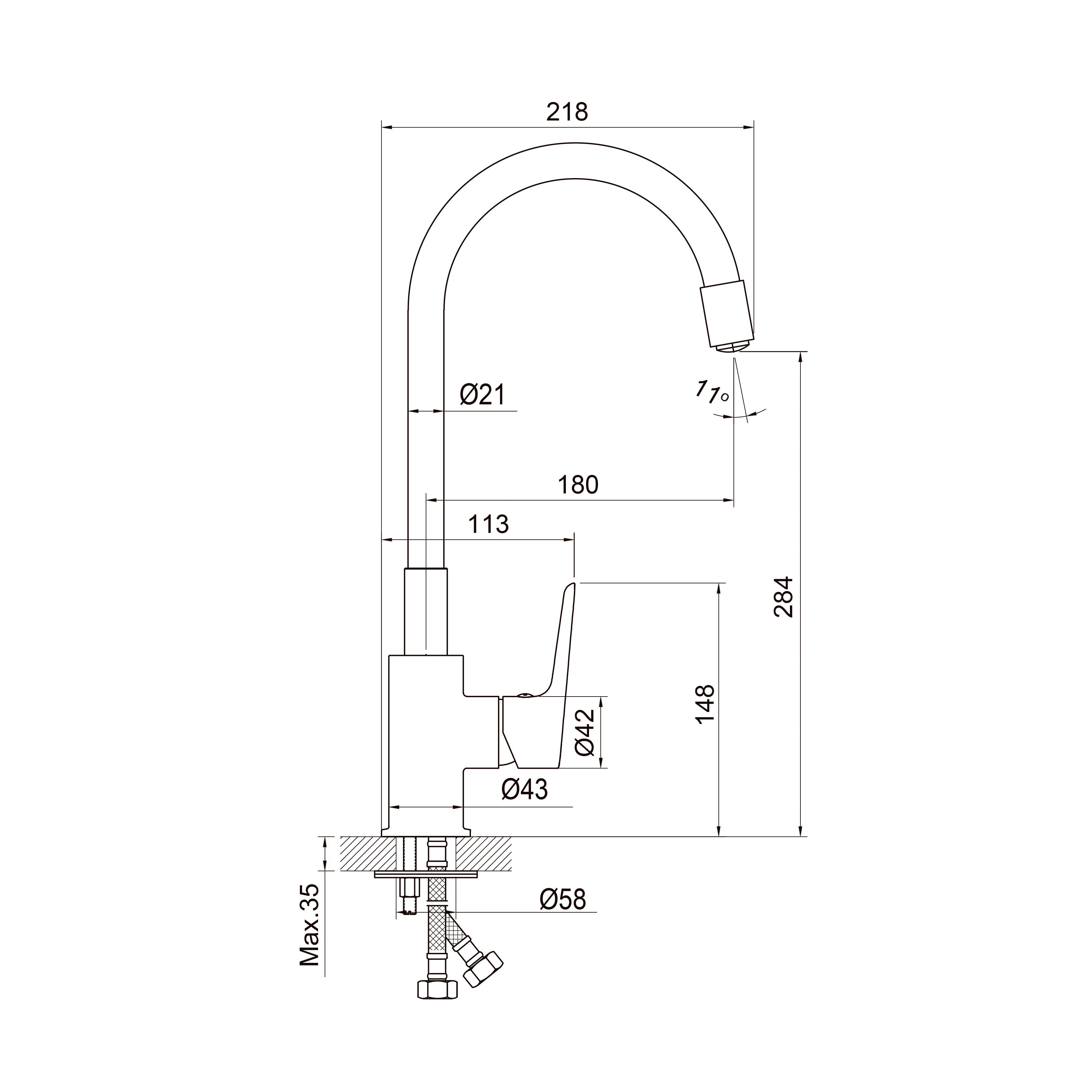 Kitchen Light Grifo para cocina, cromo-gris