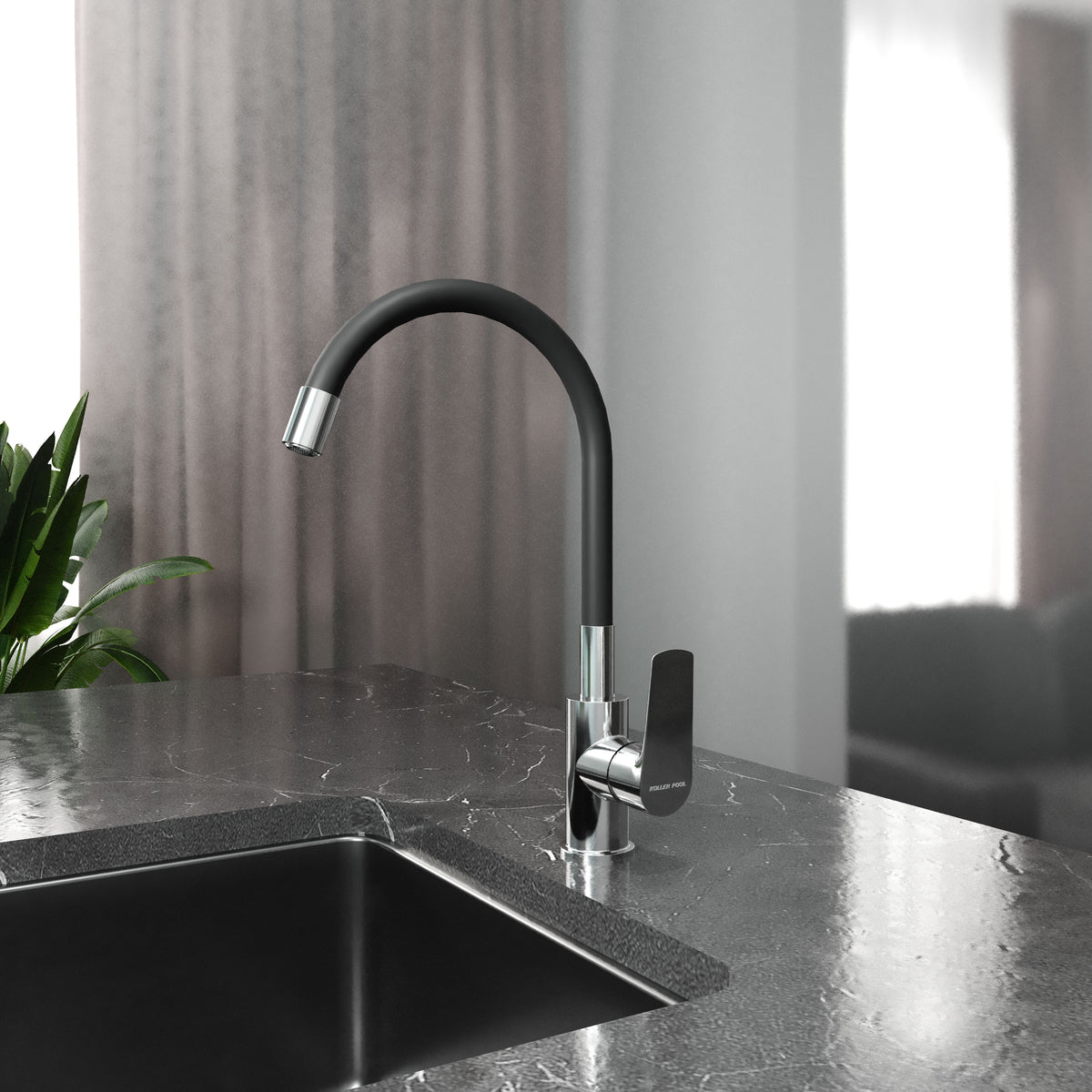 Kitchen Light kitchen faucet, chrome-black