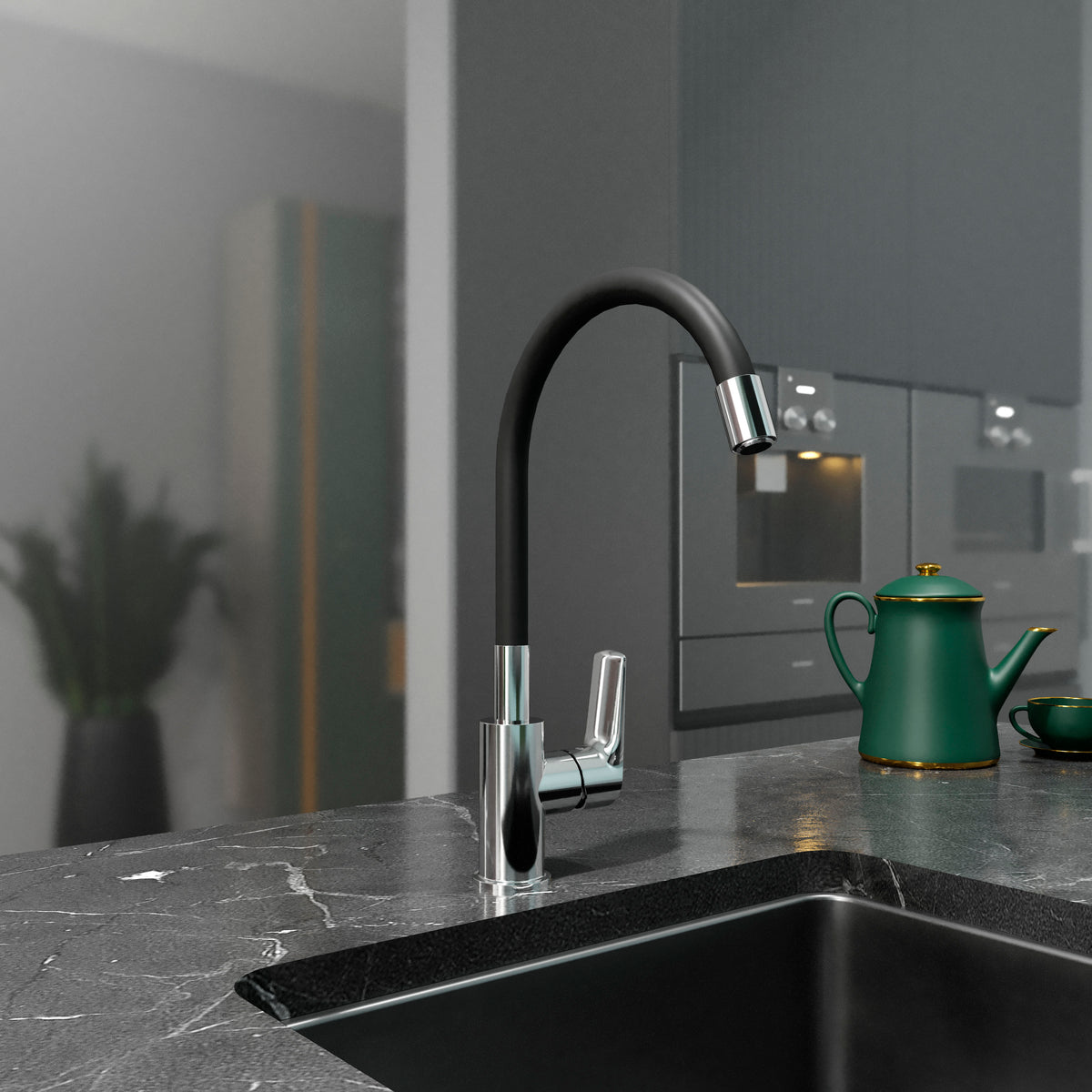 Kitchen Light kitchen faucet, chrome-black