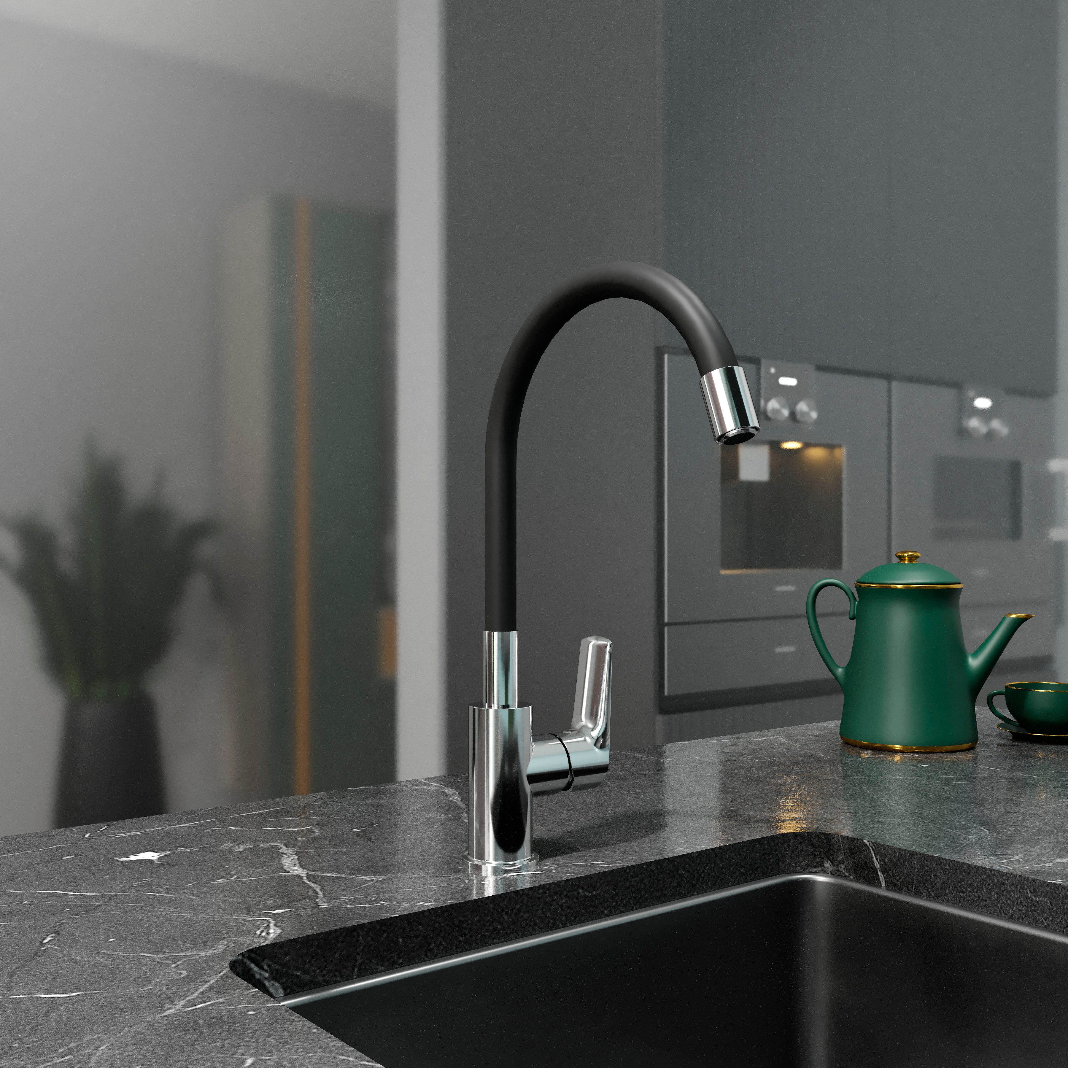 Kitchen Light Grifo para cocina, cromo-negro