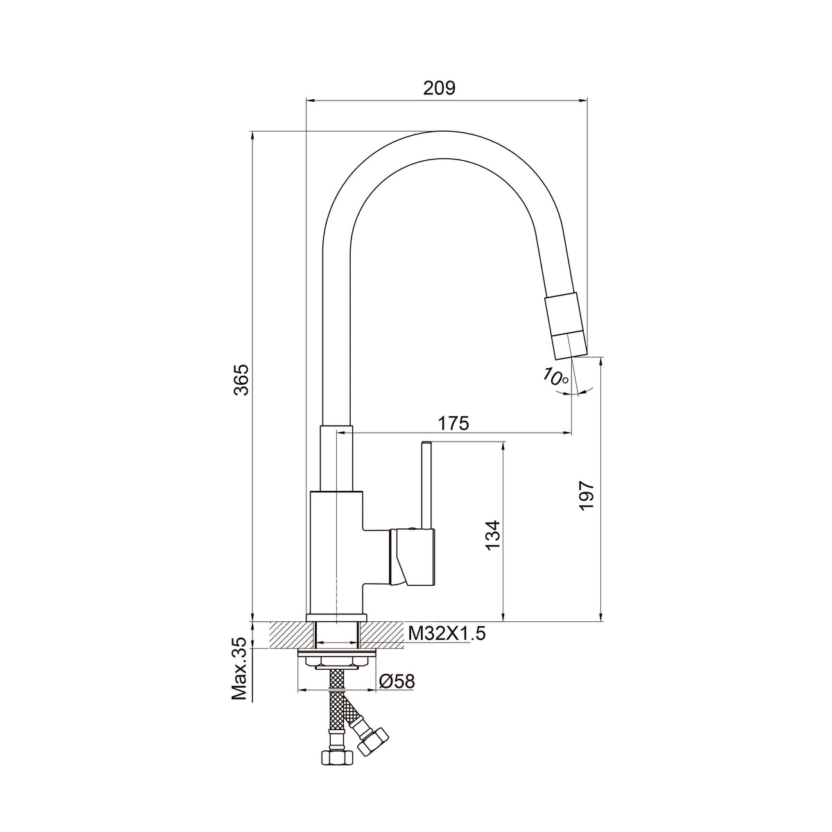 Kitchen Light Pro grifo de cocina, cromo-negro