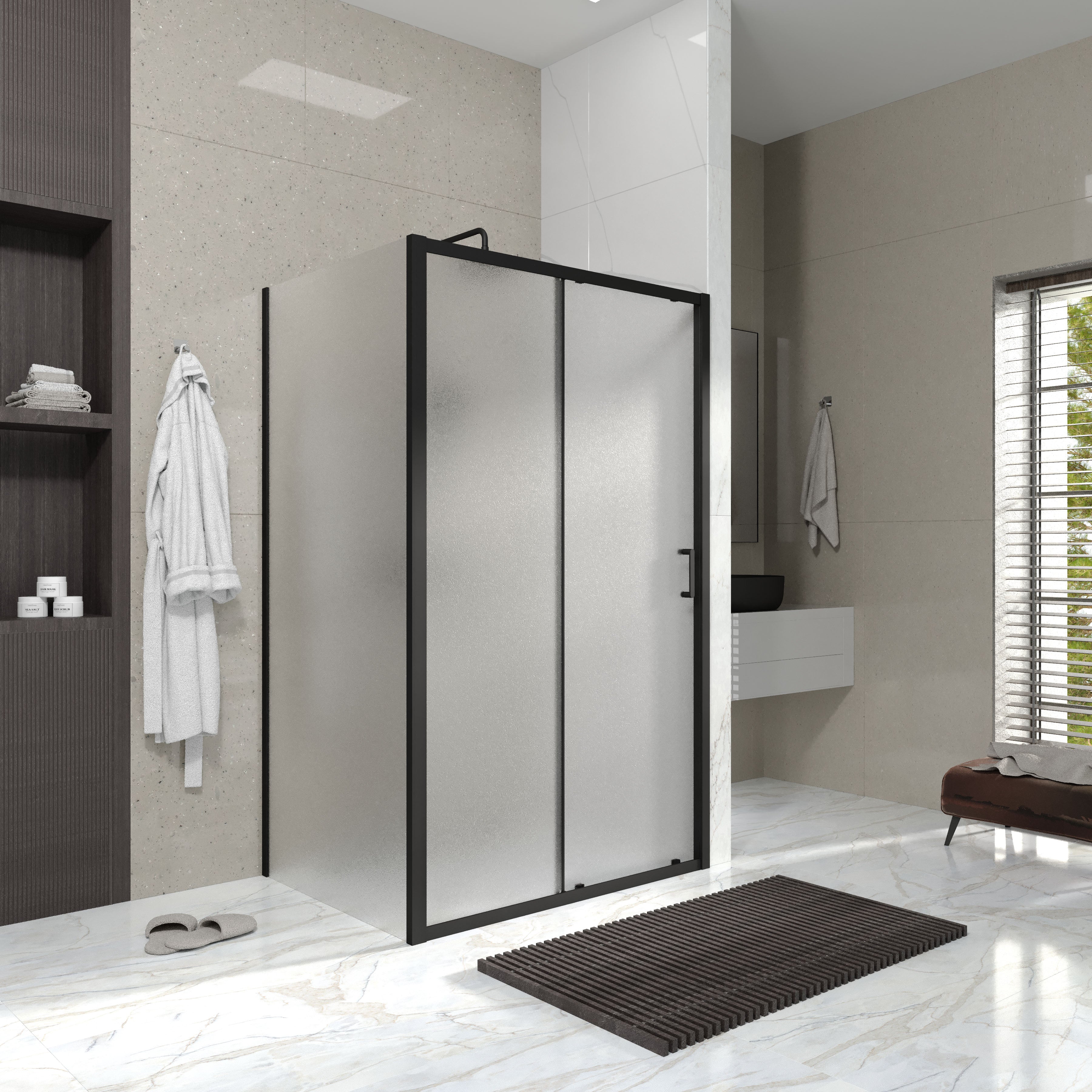 Бічна панель Line Pro 900мм, black matt, скло 6мм grape