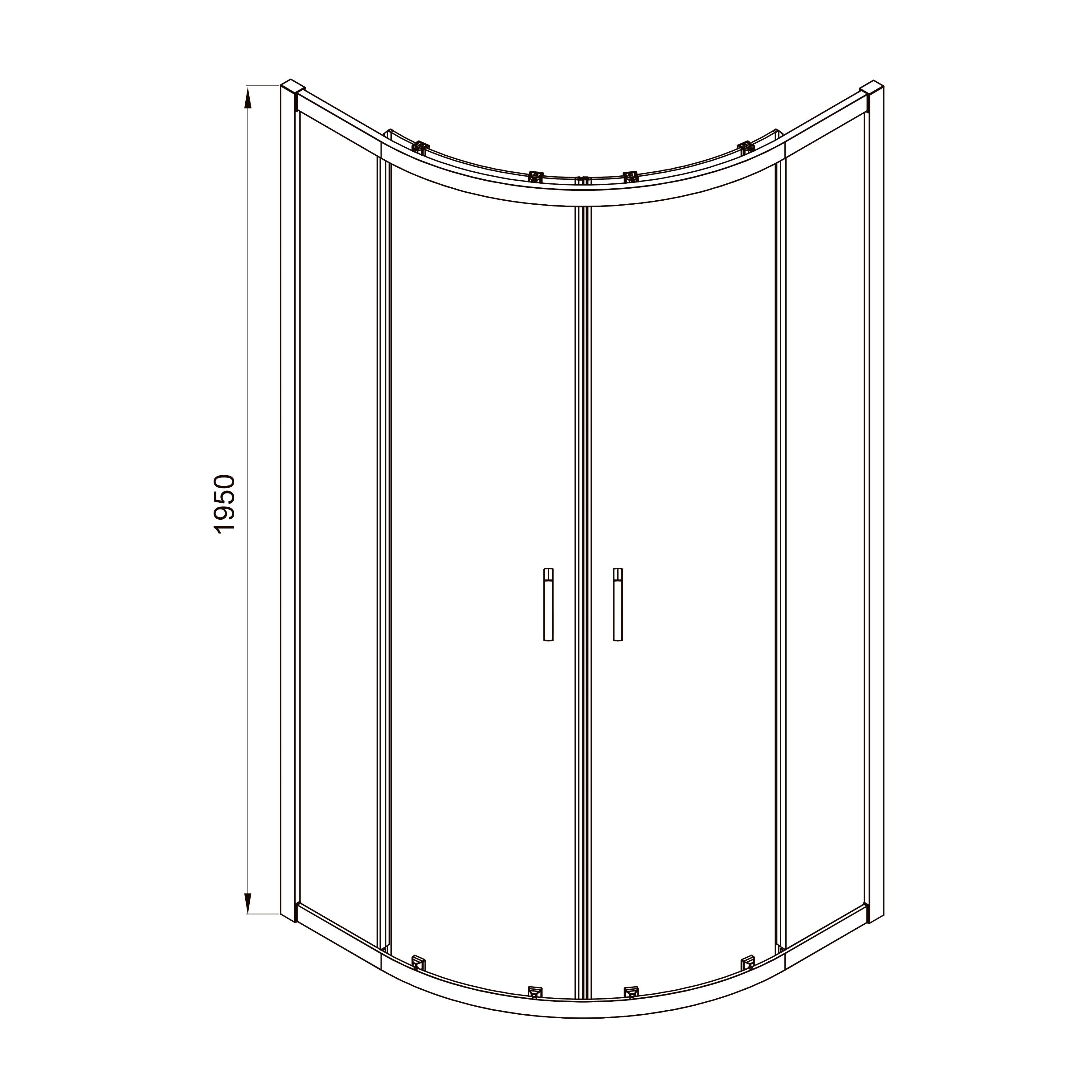 Line ARC Schiebeduschkabine, halbrund, 800×800 mm, Chrom, Glas 6 mm Clear