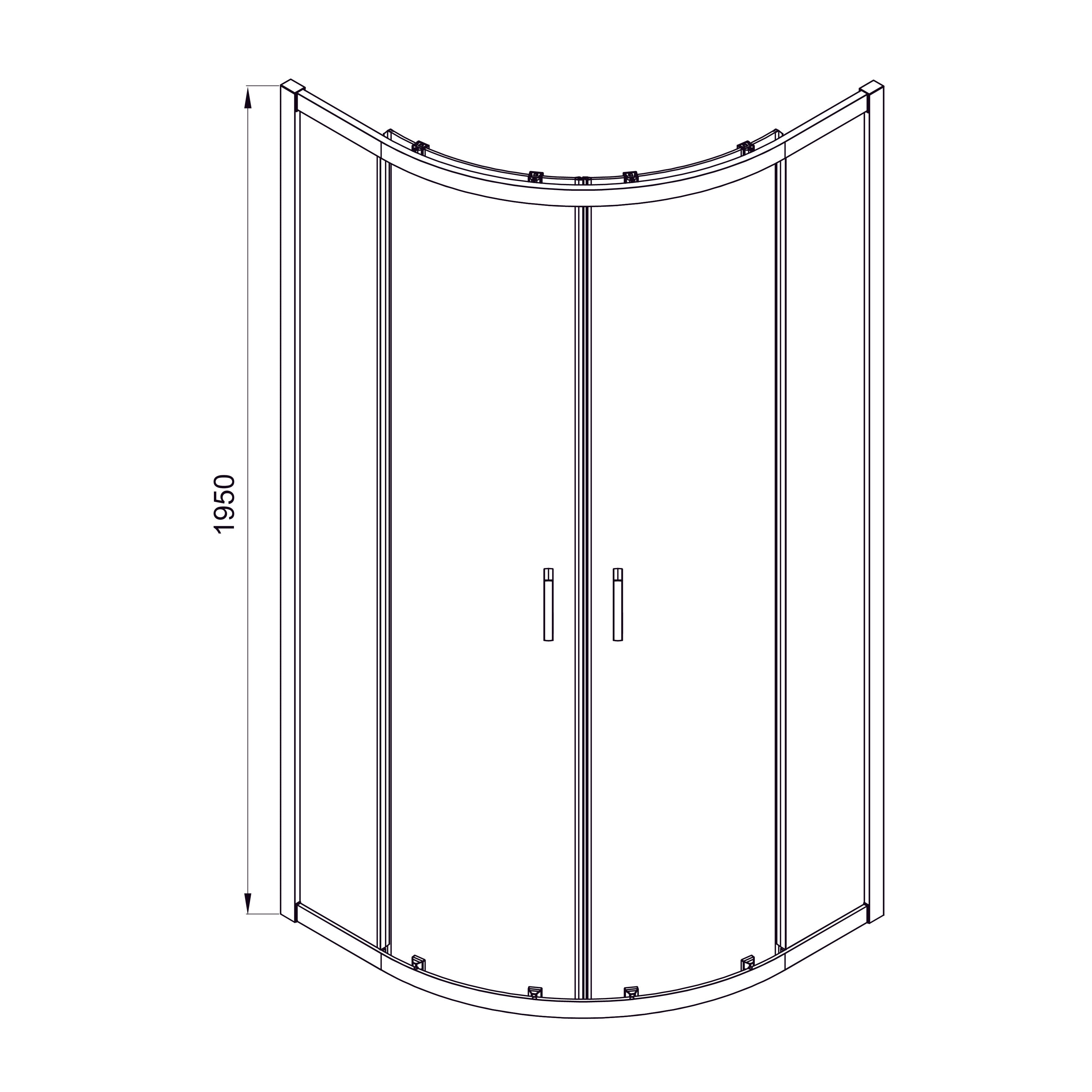 Line ARC 800*800mm drzwi prysznicowe przesuwne, półokrągłe, chrom, szkło 6mm clear