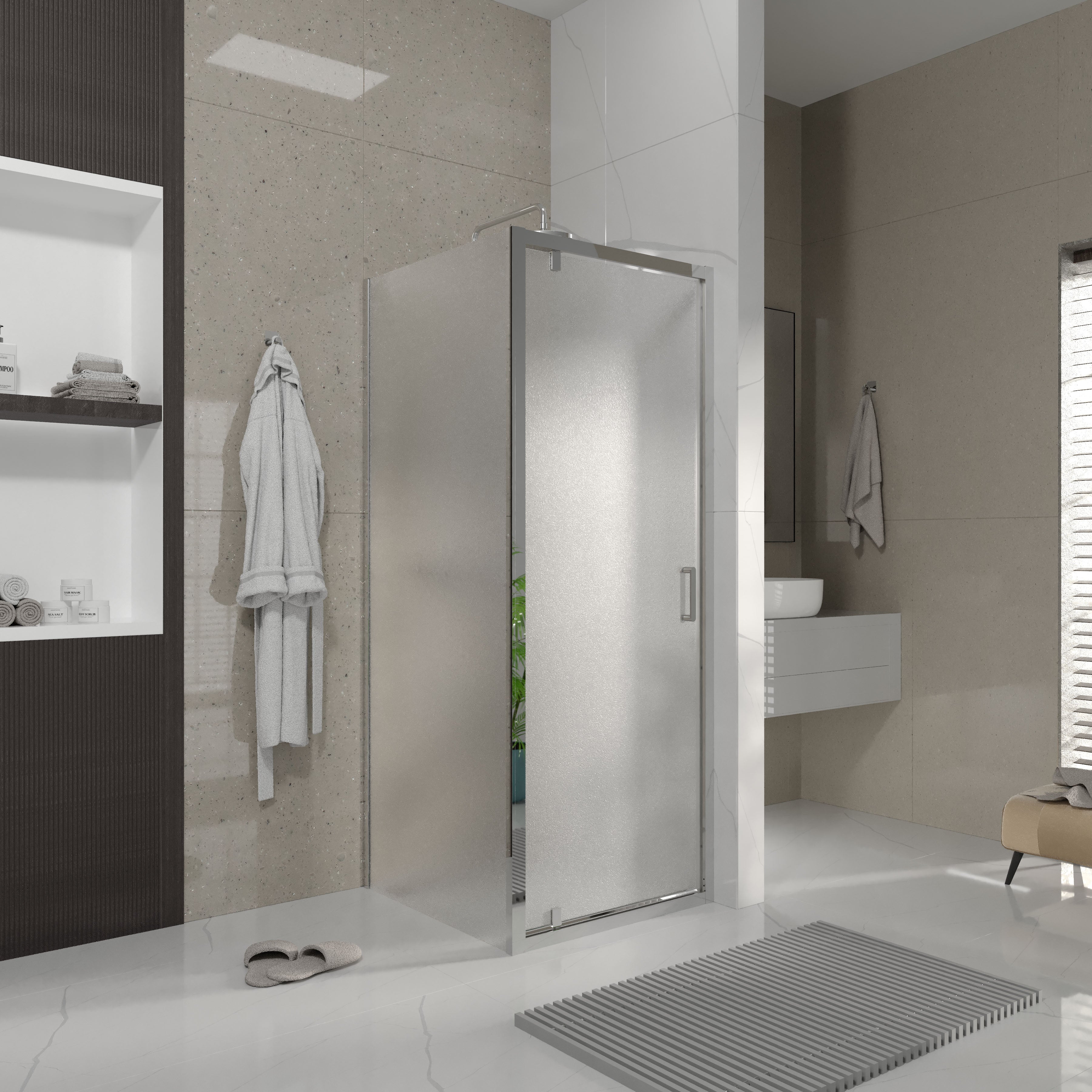 Line Pro sprchové dveře otevírací jednoprvkové 800 mm, chrom, sklo 6 mm grape