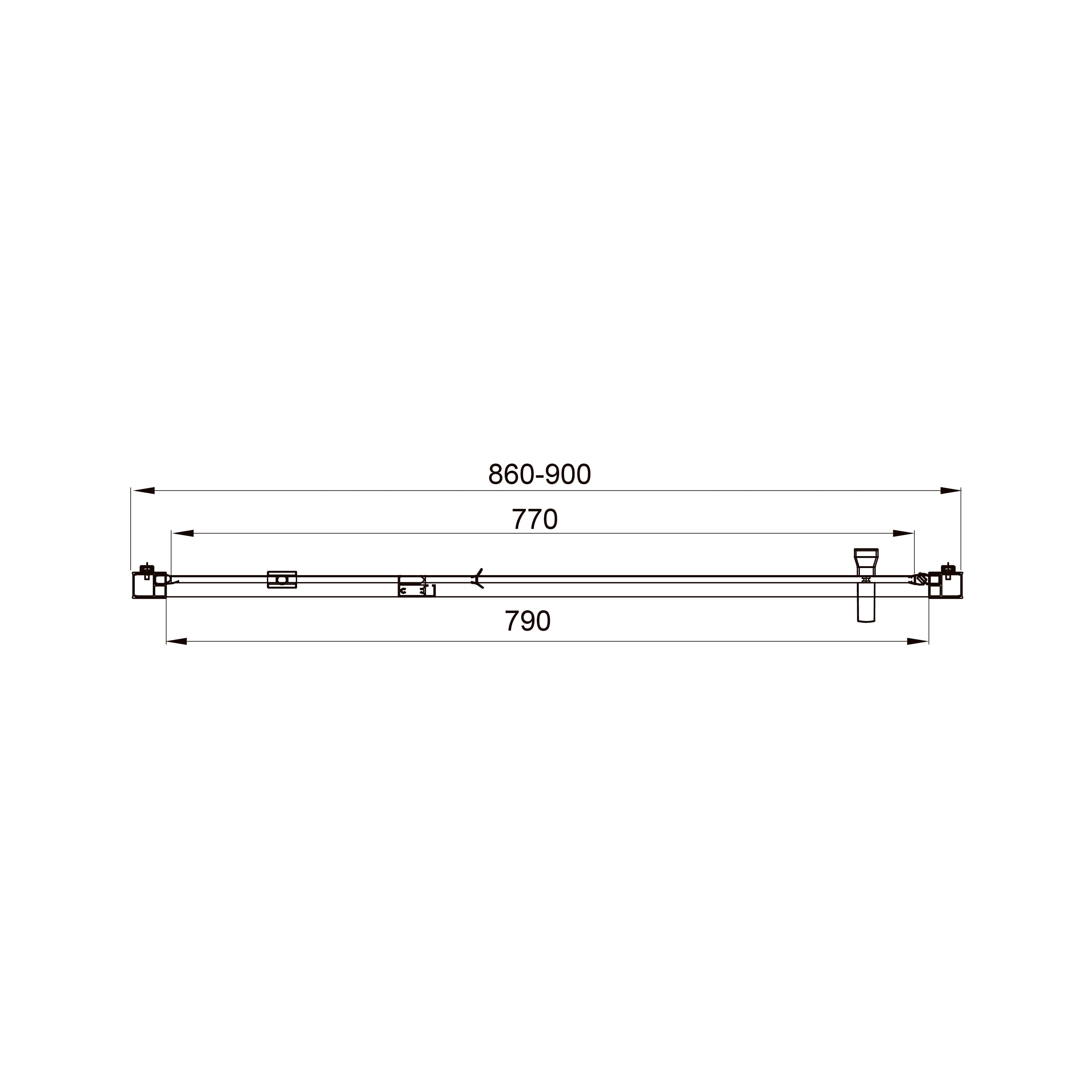 Line Pro hinged shower door, single piece, 900 mm, chrome, 6mm clear glass