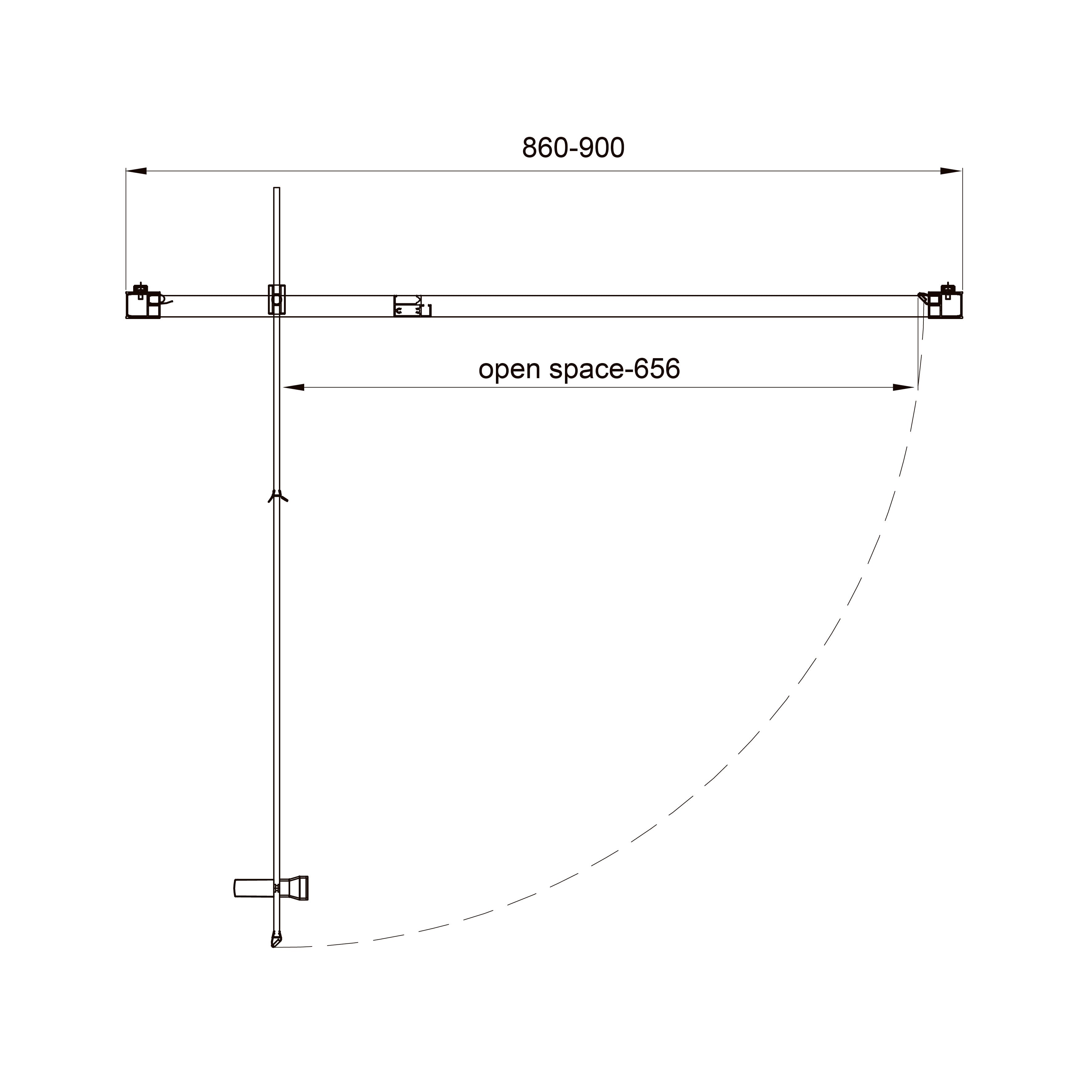 Line Pro Duschtür, einteilig, 900 mm, Chrom, Glas 6 mm Grape