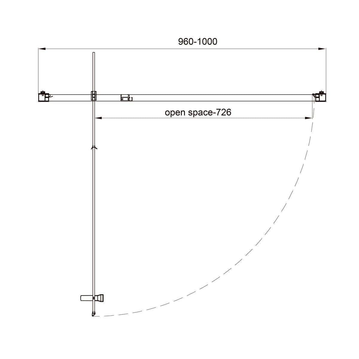 Line Pro hinged shower door, single piece, 1000 mm, chrome, 6mm clear glass