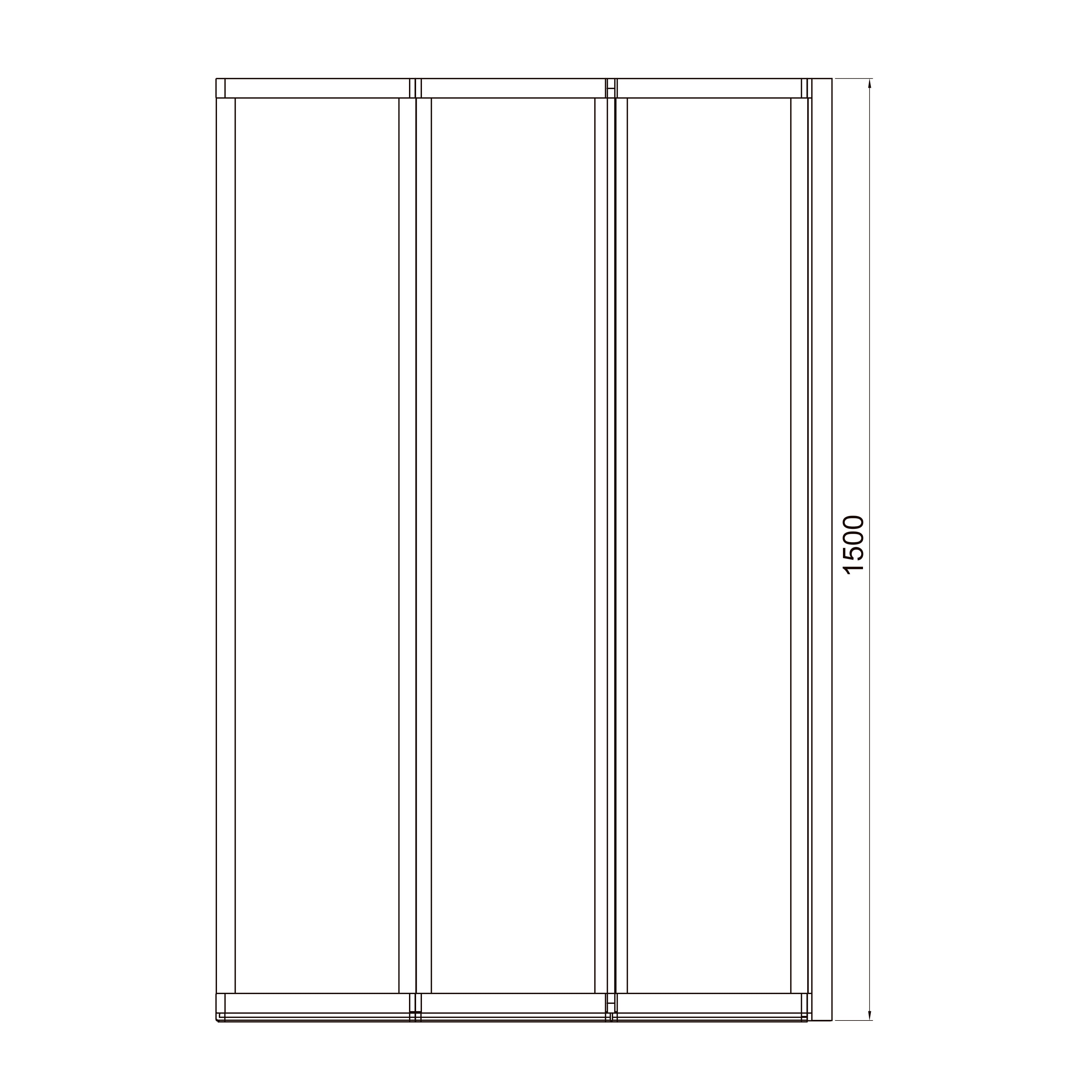 Style Mampara de bañera de tres elementos 1000×1500 mm (derecha), cromo, cristal clear de 4 mm