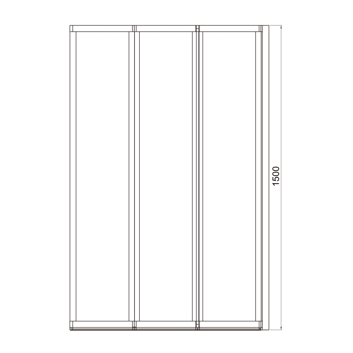 Style Mampara de bañera de tres elementos 1000×1500 mm (derecha), negro mate, cristal grape de 4 mm