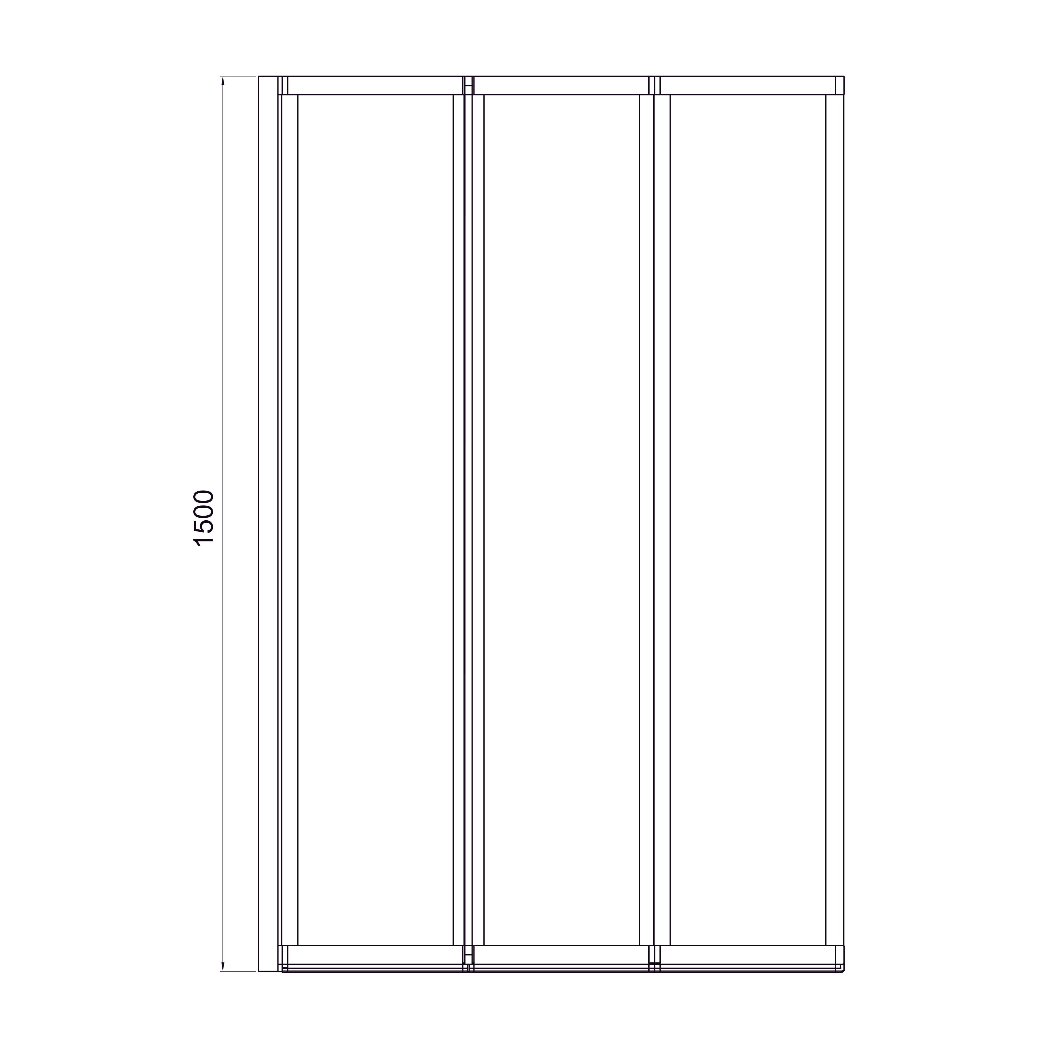 Шторка на ванну трьохелементна Style 1000х1500мм (left) chrome, скло 4мм clear