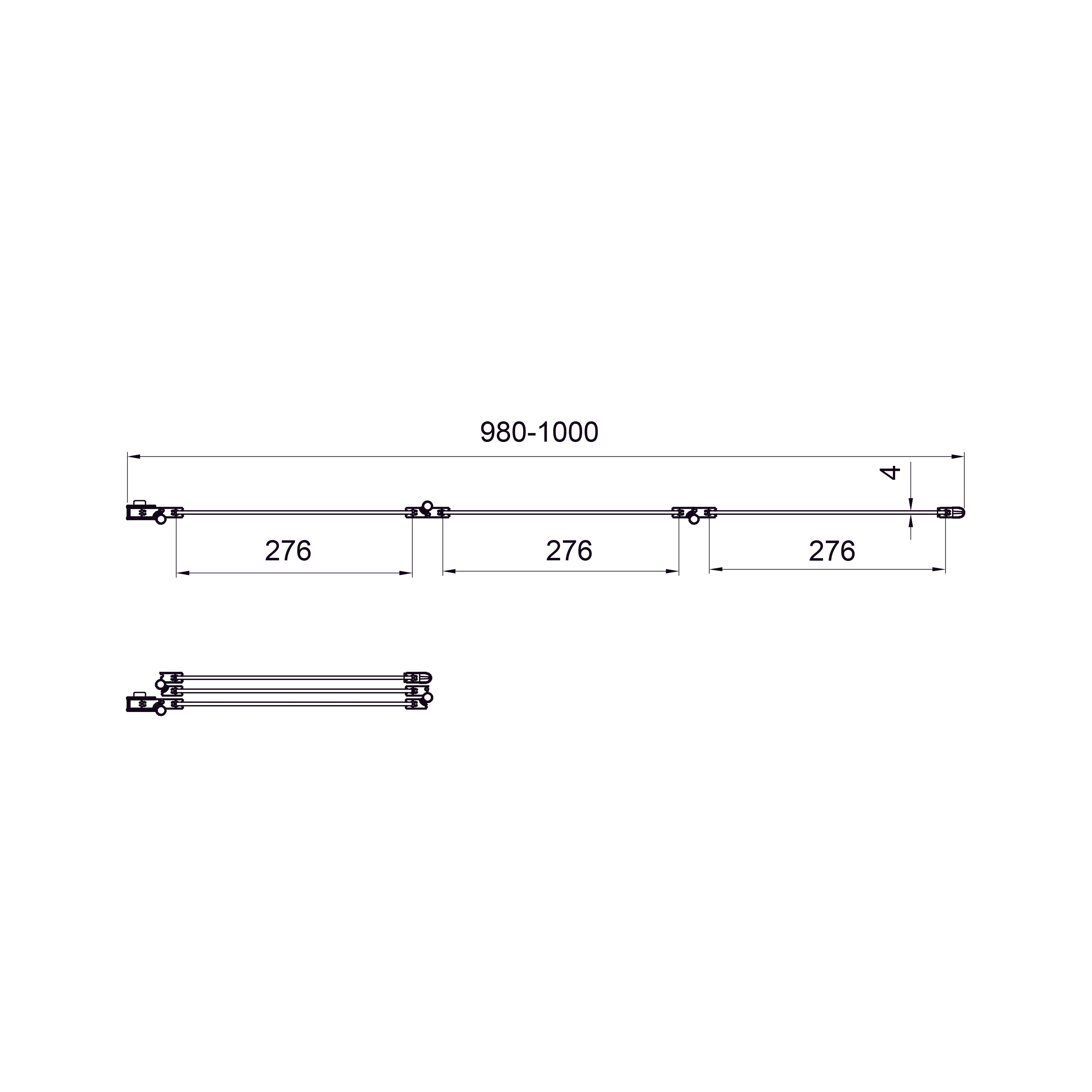 Style Mampara de bañera de tres elementos 1000×1500 mm (izquierda), negro mate, cristal grape de 4 mm