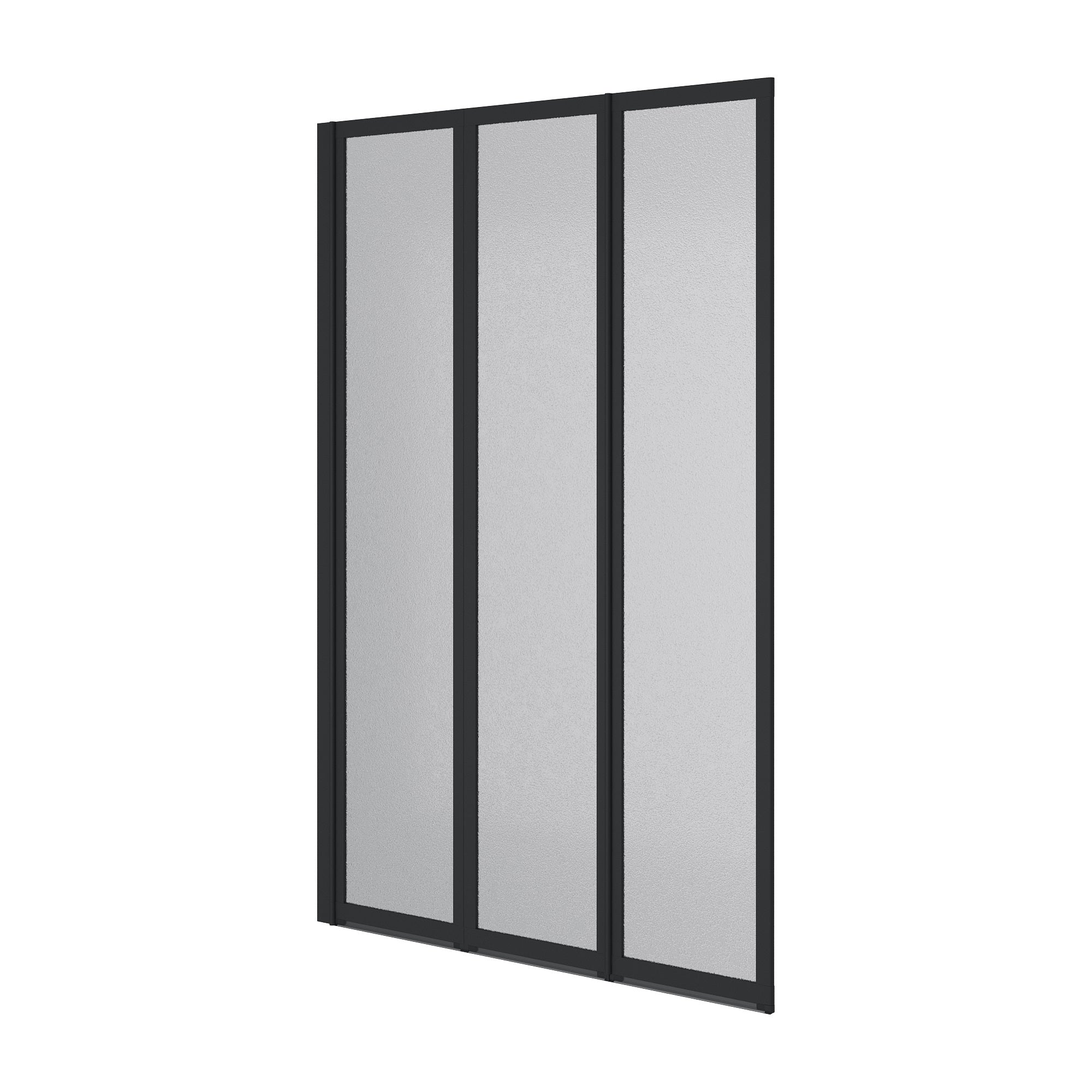 Шторка на ванну трьохелементна Style 1000х1500мм (left) black matt, скло 4мм grape