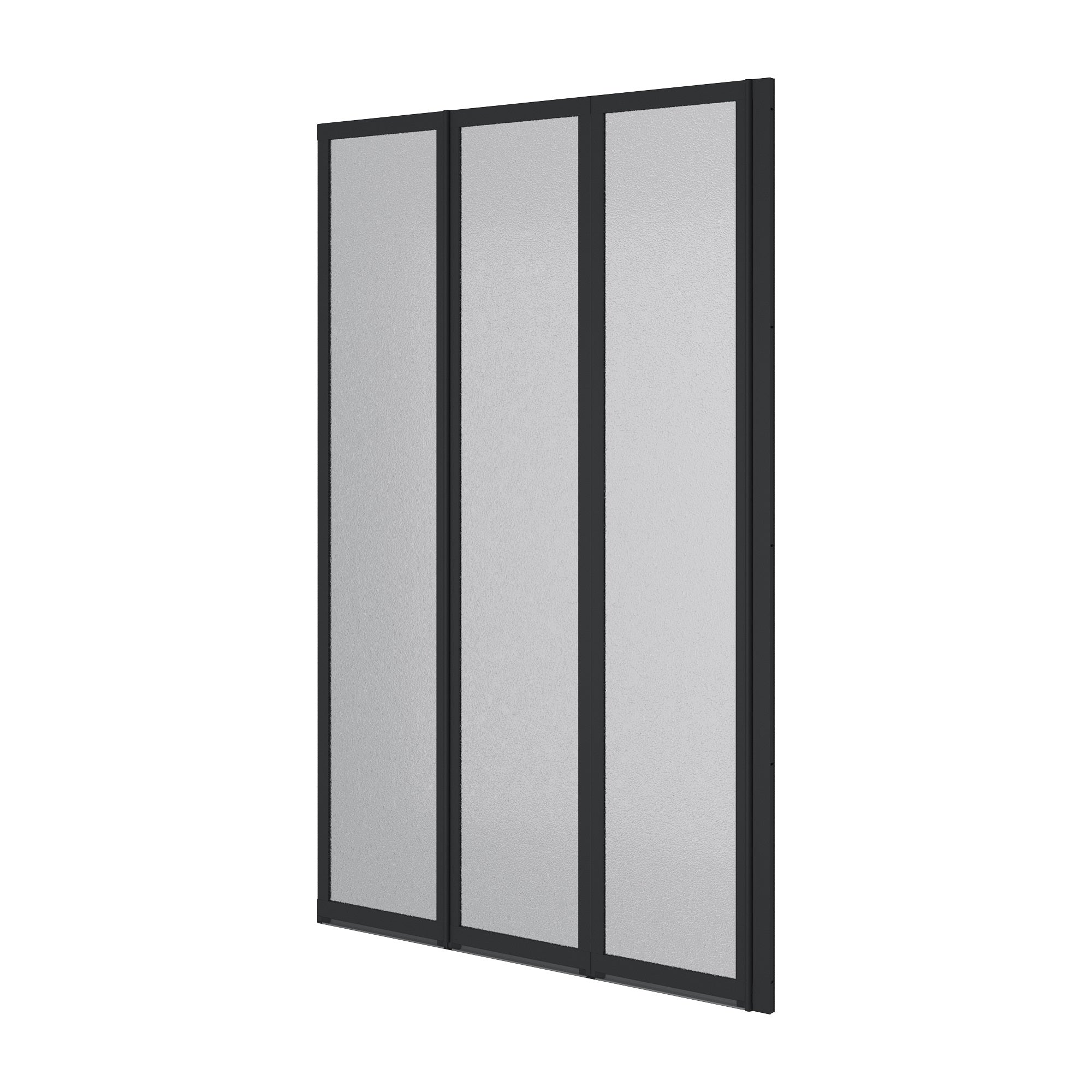 Шторка на ванну трьохелементна Style 1000х1500мм (right) black matt, скло 4мм grape