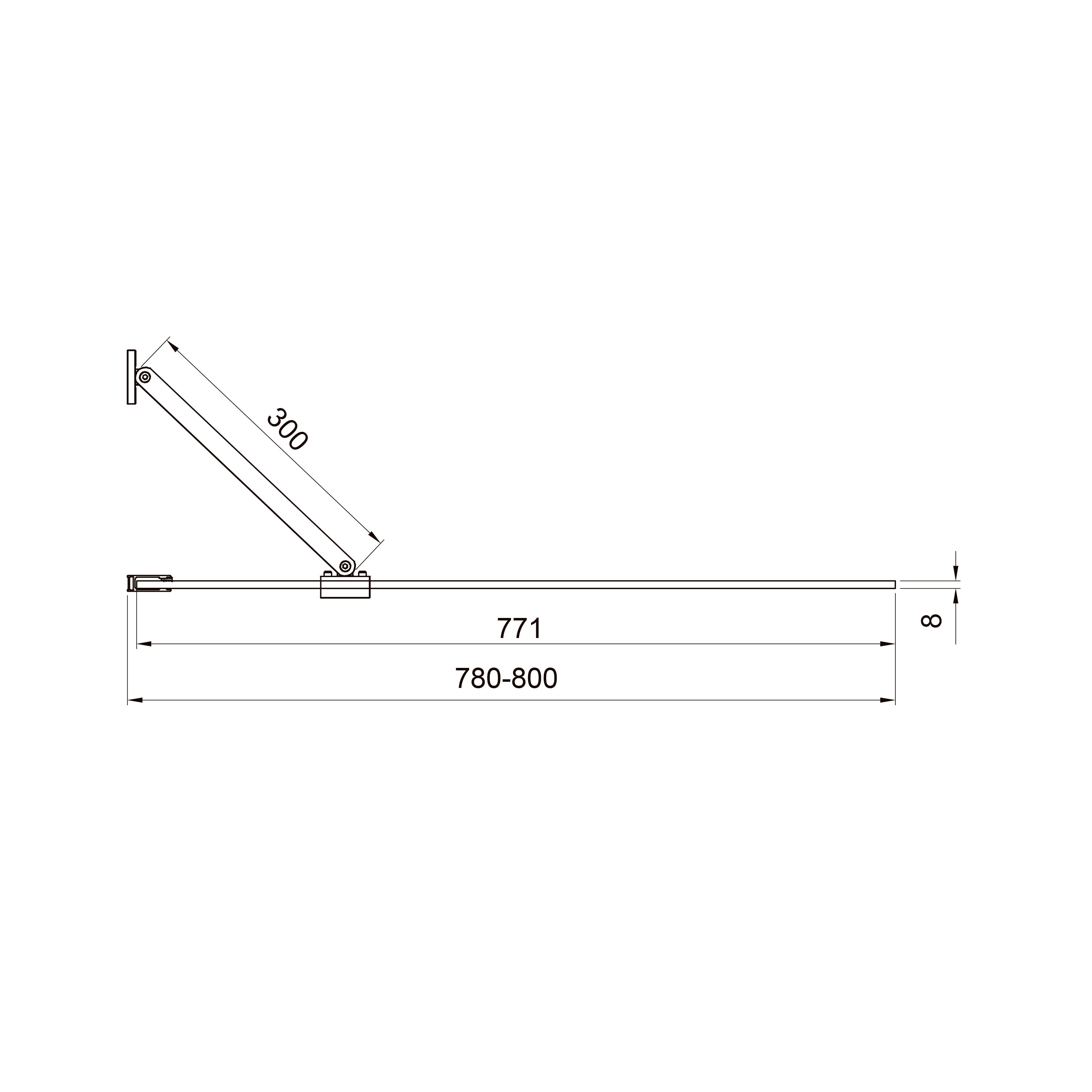 Vanová zástěna jednoprvková Proxima 800×1500 mm, černá matná, sklo 8 mm clear