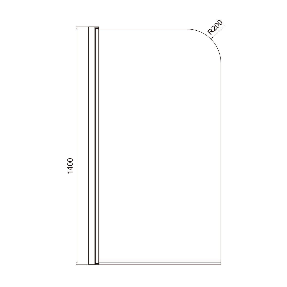 Dakota Mampara de bañera de un solo panel 800×1400 mm, cromo, cristal europe grey de 6 mm